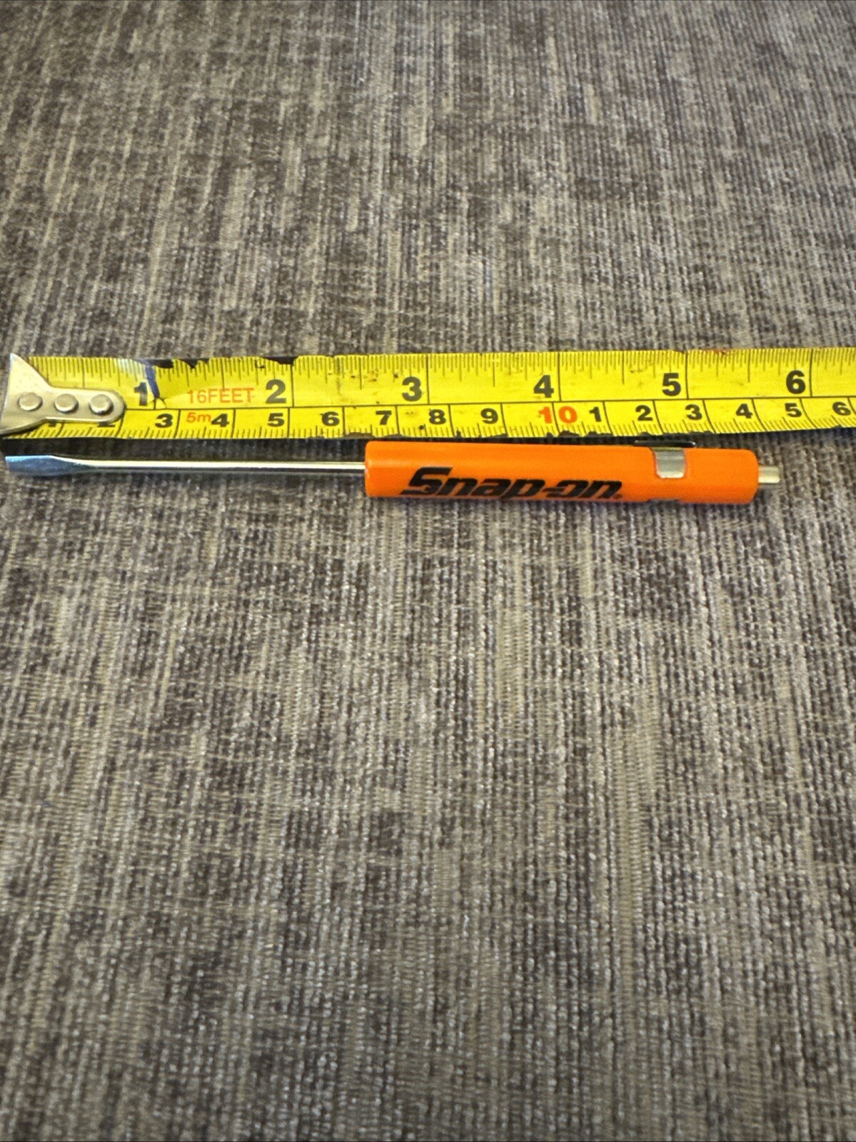 Snap-On Tools Mini Orange Flat Pocket Screwdriver with Clip and Magnetic End New