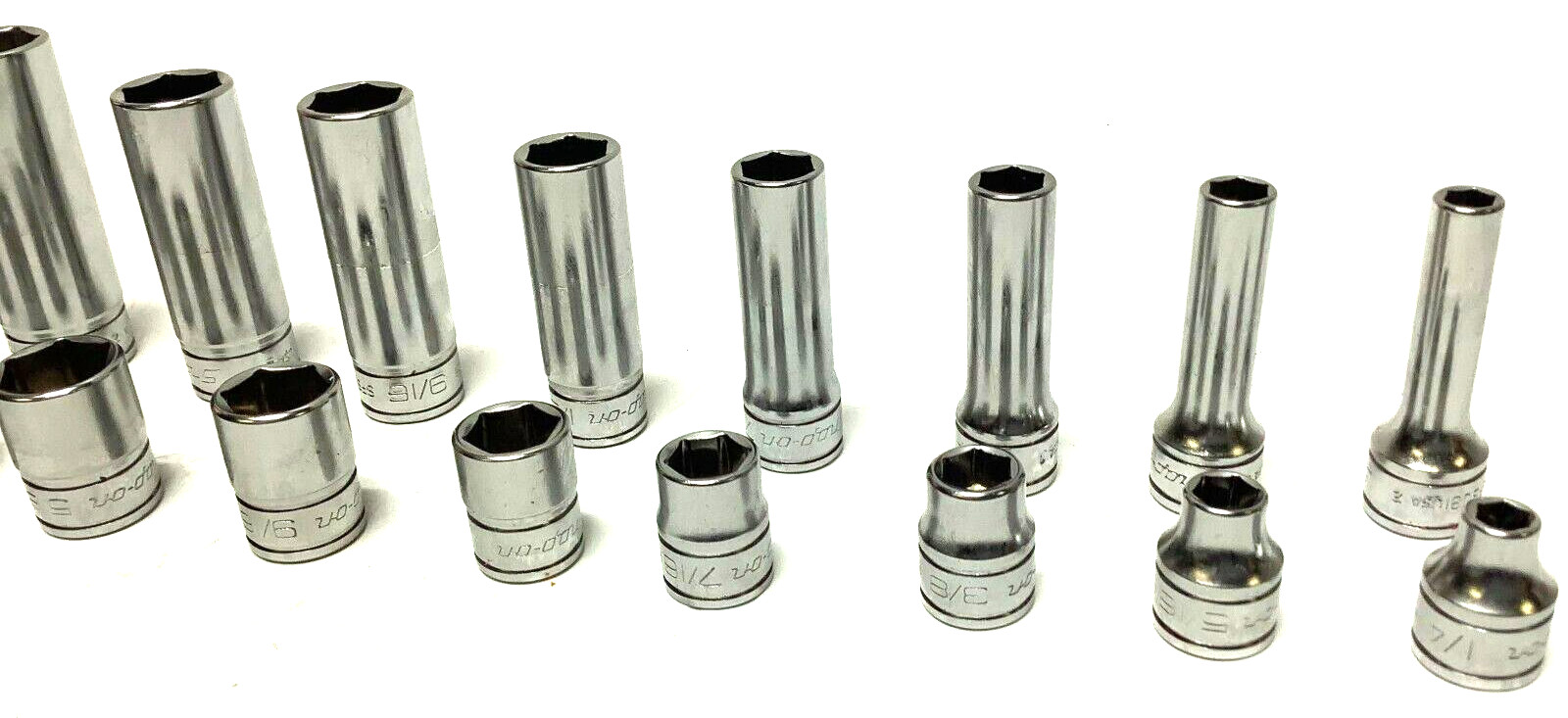 New Snap-on 3/8″ drive 1/4″ thru 7/8″ 22-pc 6-point Shallow Deep Socket 222SFFS