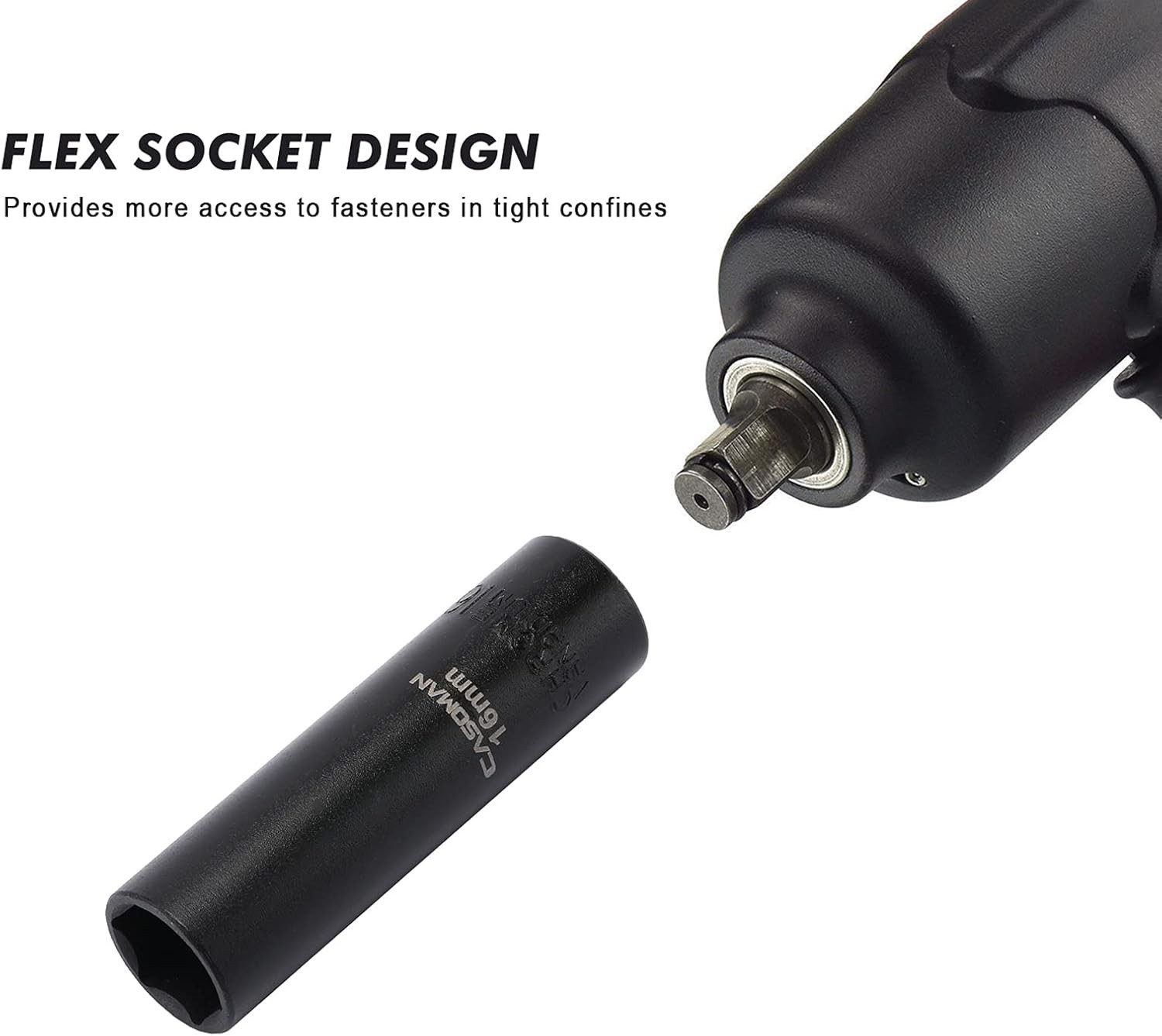 11 Pieces 1/2-Inch Drive Deep Impact Socket Set, 6-Point, Metric, 10mm to 24mm