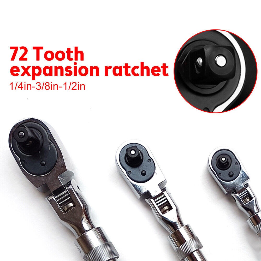 1/4″ 3/8» 1/2» Flex Head Socket Ratchet Wrench Extendable Ratchet Auto Repair