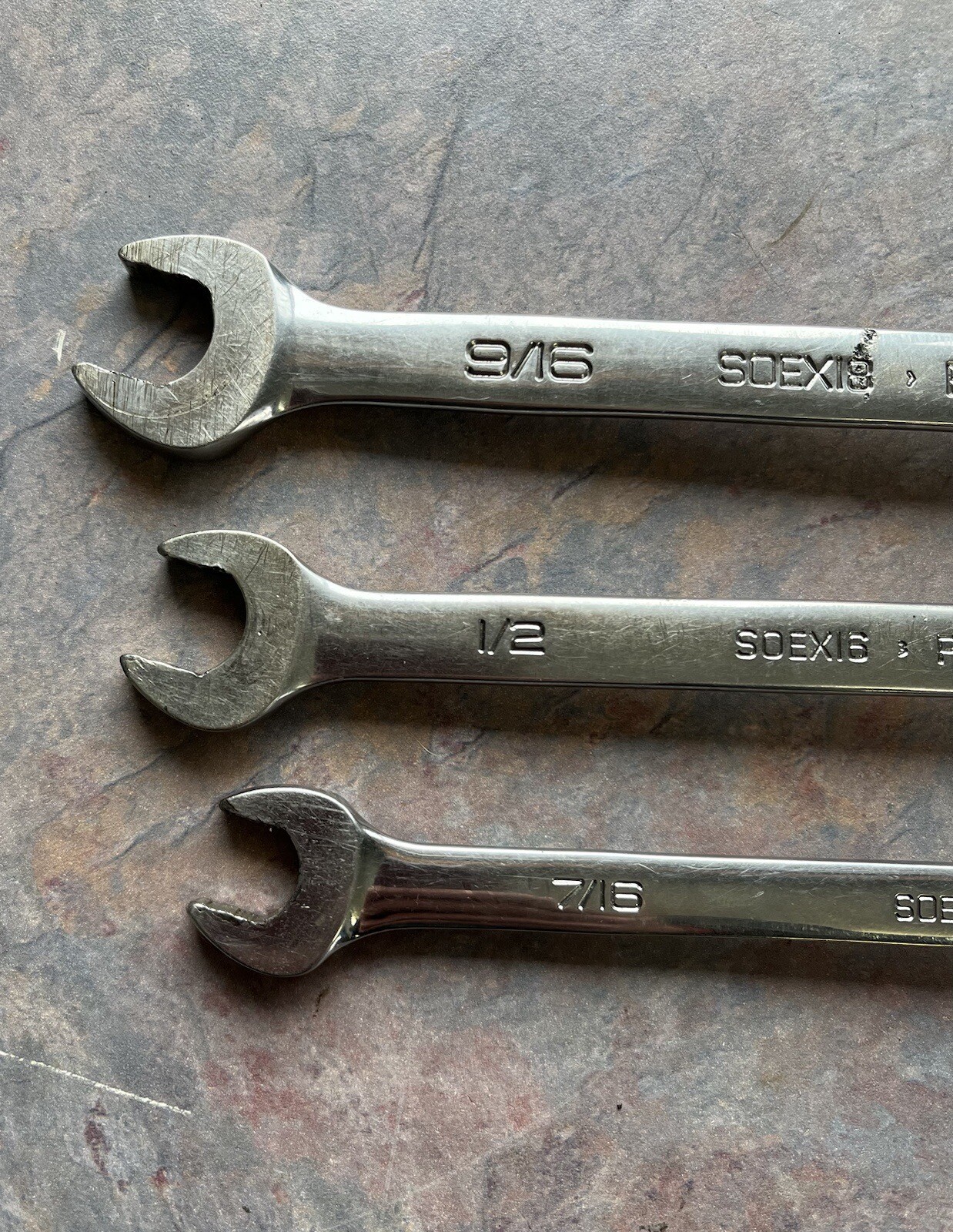 SOEX01 Snap On 13 Pc 12-Point SAE Flank Drive Combination Wrench Set 1/4”-15/16”