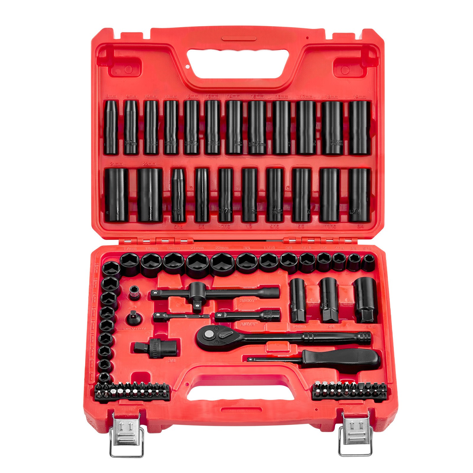 Uimoso 96-Piece 3/8 in Drive Impact Socket Set SAE 5/16-3/4 in Metric 8-22 mm