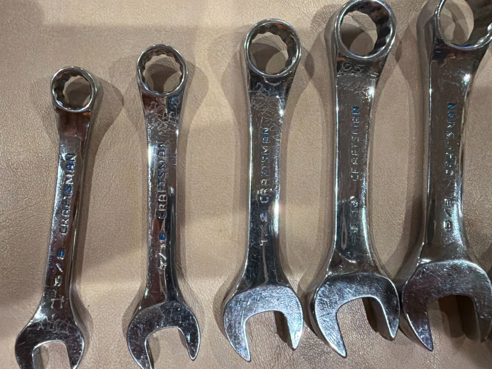 Used Craftsman Professional, 7 PC Stubby Combination Wrench Set SAE, USA made.
