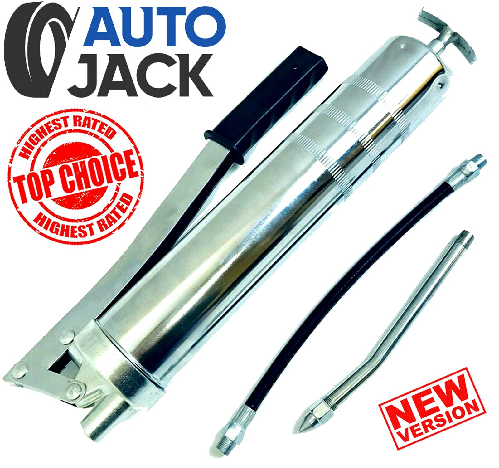 Heavy Duty Manual Grease Gun Lever Grip 500cc Cartridge Type x 2 Flexible Hose