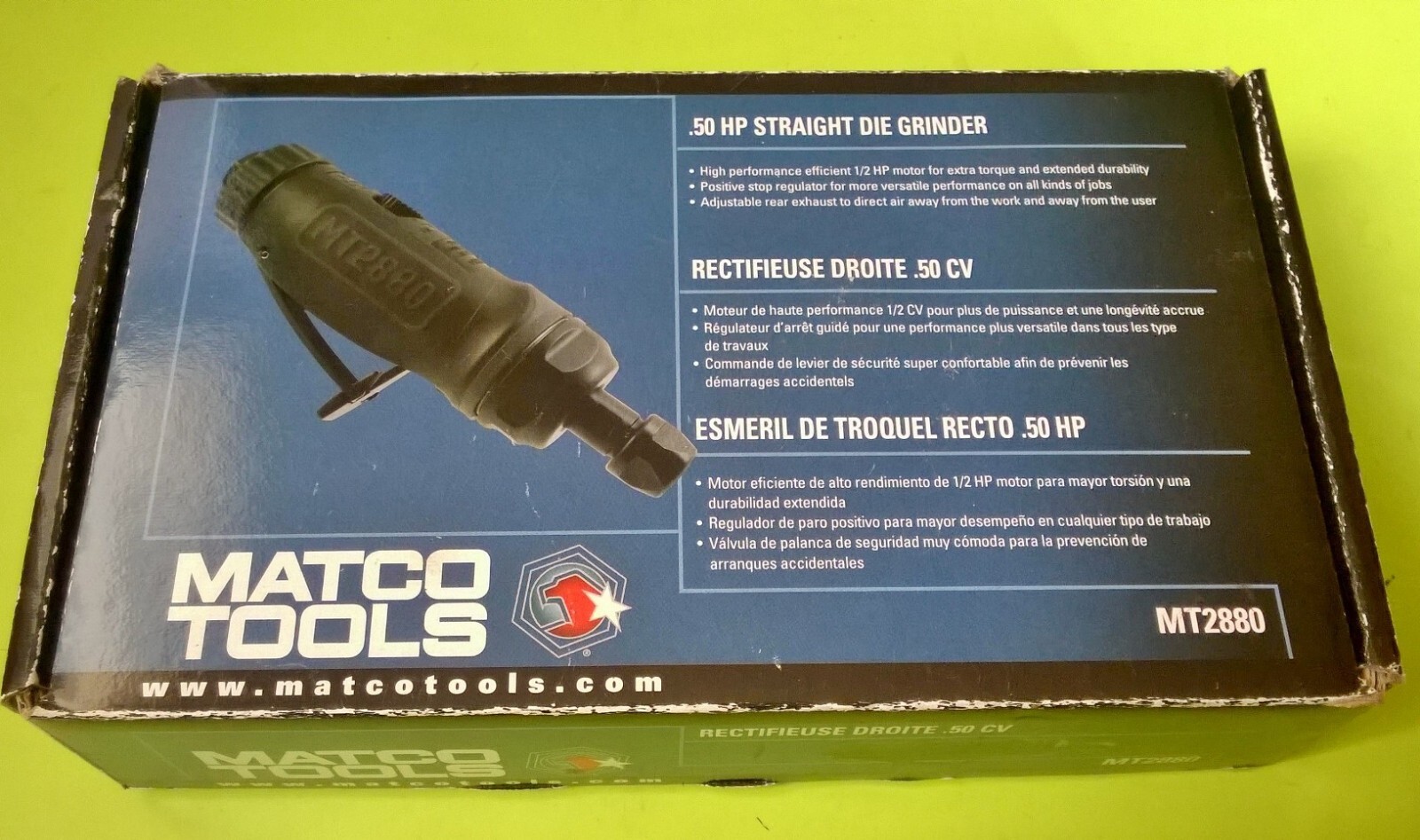 Matco Tools MT2880 .50HP Pneumatics Air Straight Die Grinder 22,000 RPM Black