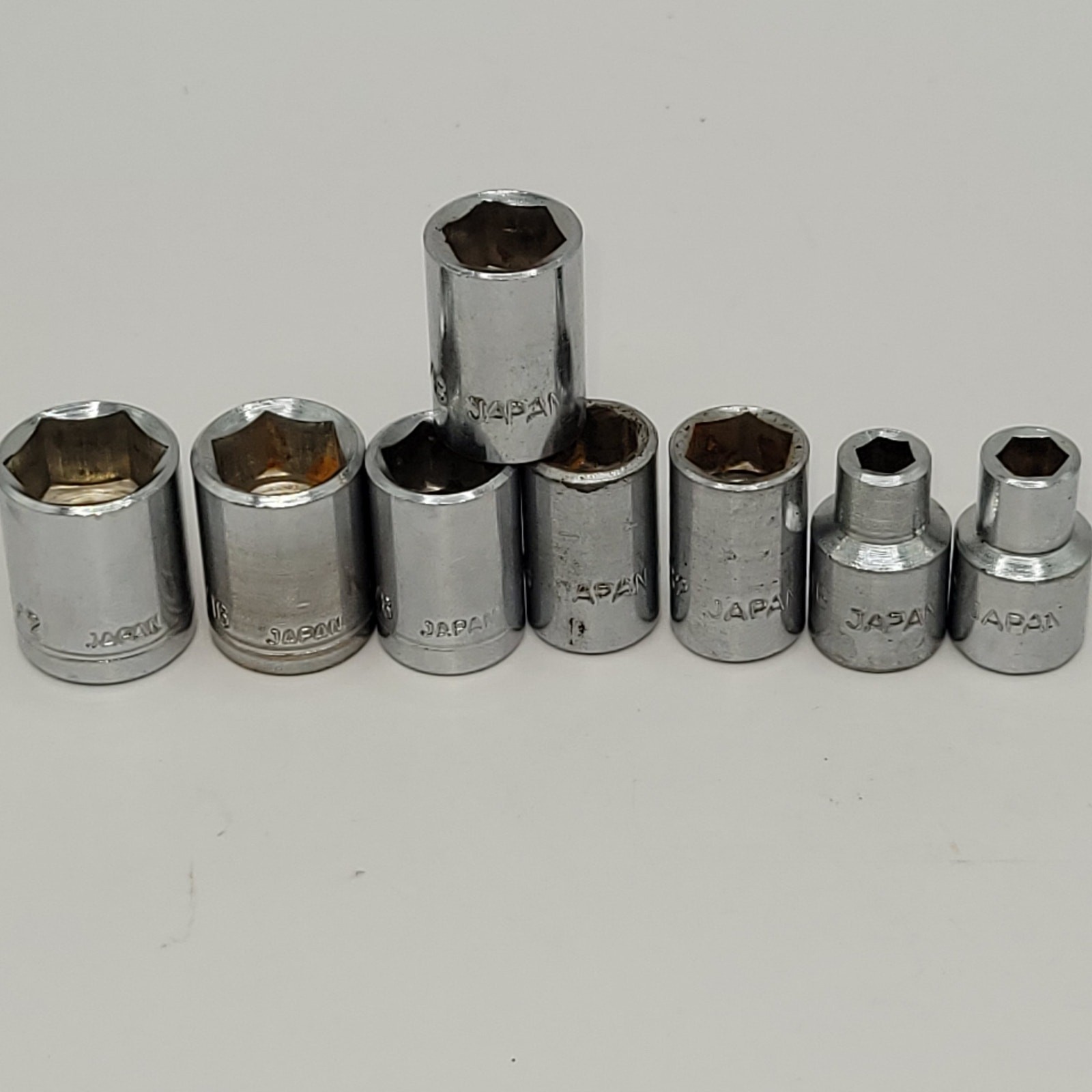 8 X 1/4″ drive sockets 6 Point SAE 1/2″ 7/16″ 3/8″(2) 5/16″ 11/32″ 3/16″ 7/32″