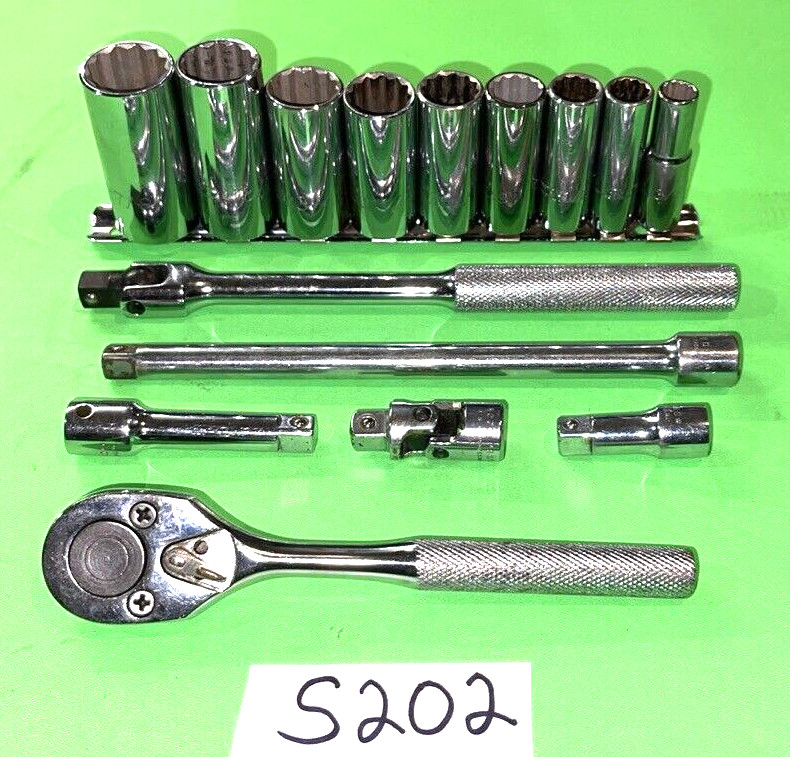 PROTO TOOLS 15 PIECE 3/8 DRIVE SAE. GENERAL SERVICE 12-POINT DEEP SOCKET SET
