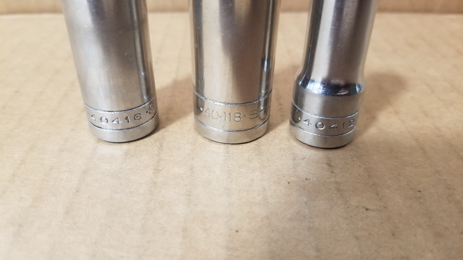 Vintage S-K USA 40418 9/16 & 40416 1/2 & 40412 3/8 6-Point Sockets VGC