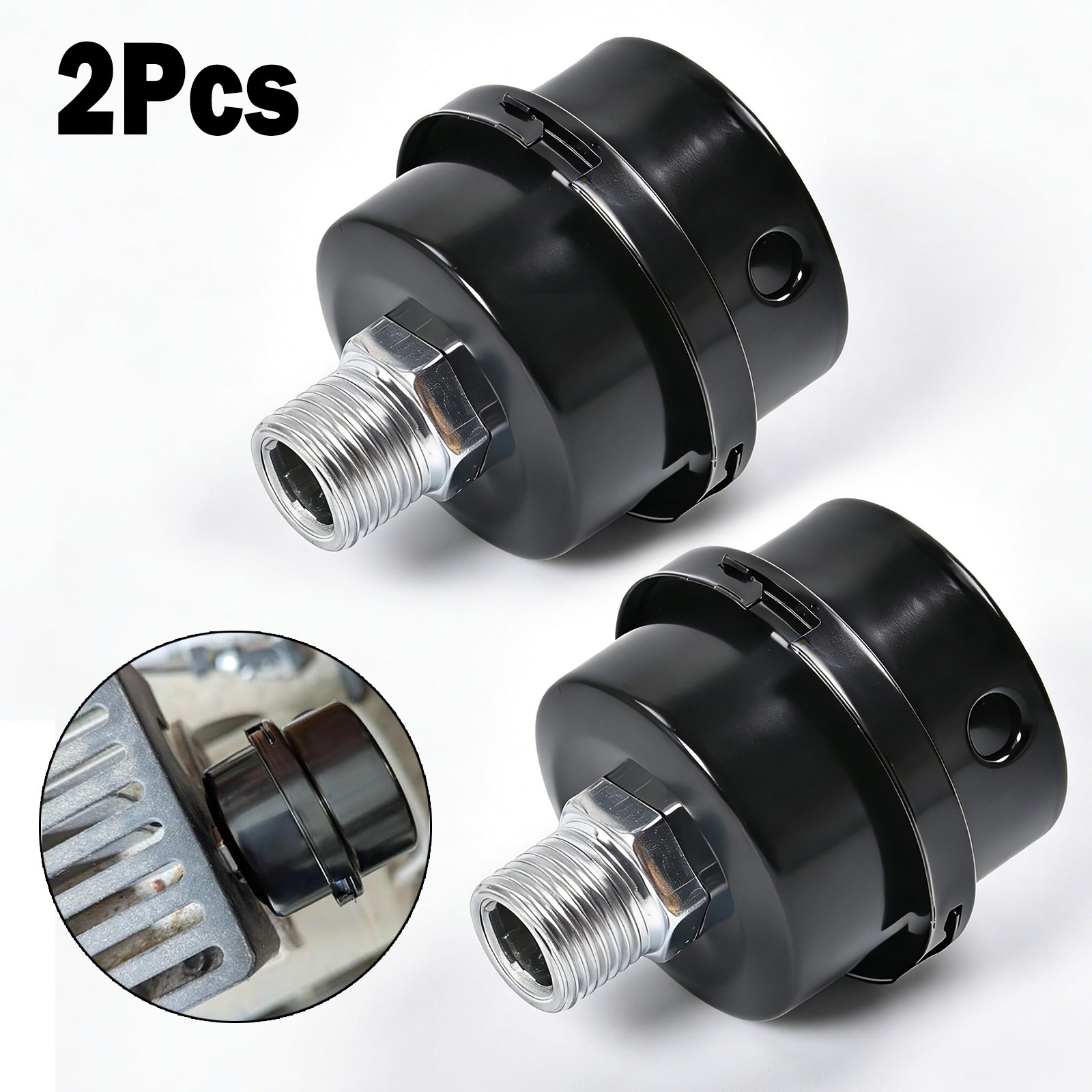 2Pack 1/2″ NPT Air Compressor Silencer Filter 20mm Metal Noise Muffler Intake