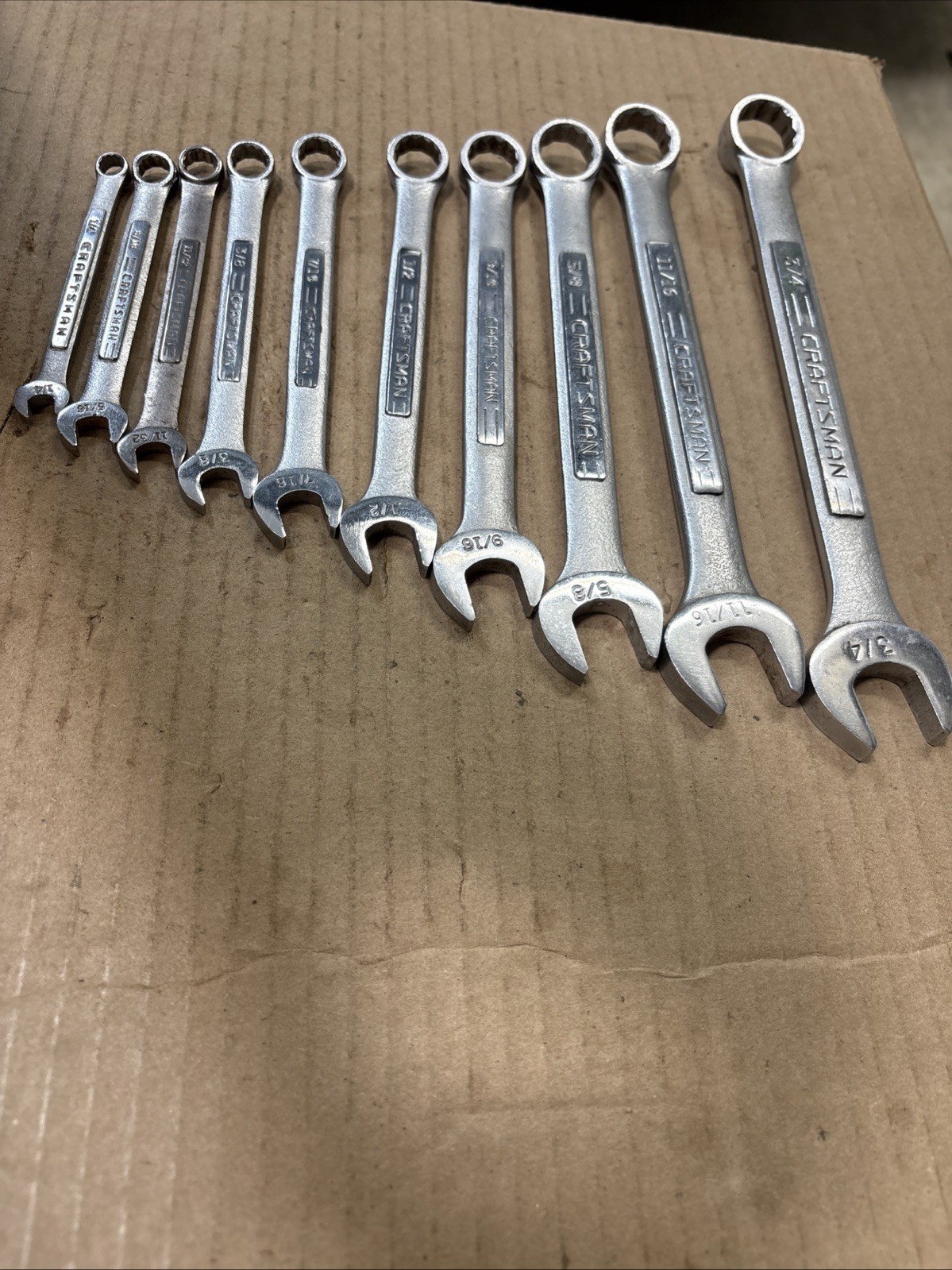 Vintage Craftsman Lot Of 10 Combination Wrench SAE 1/4” -3/4” 12 Pt USA -vv-