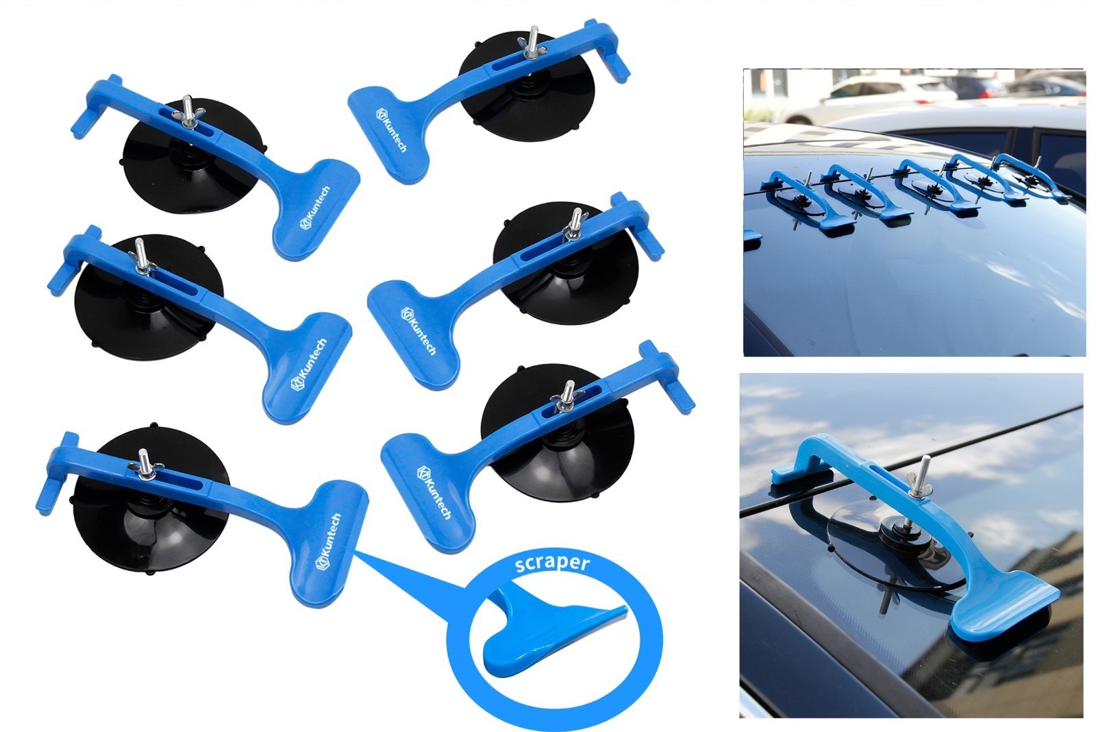6PCS Suction Cup Clamp Kit for Car Windshield Glass Holder Repair Installation