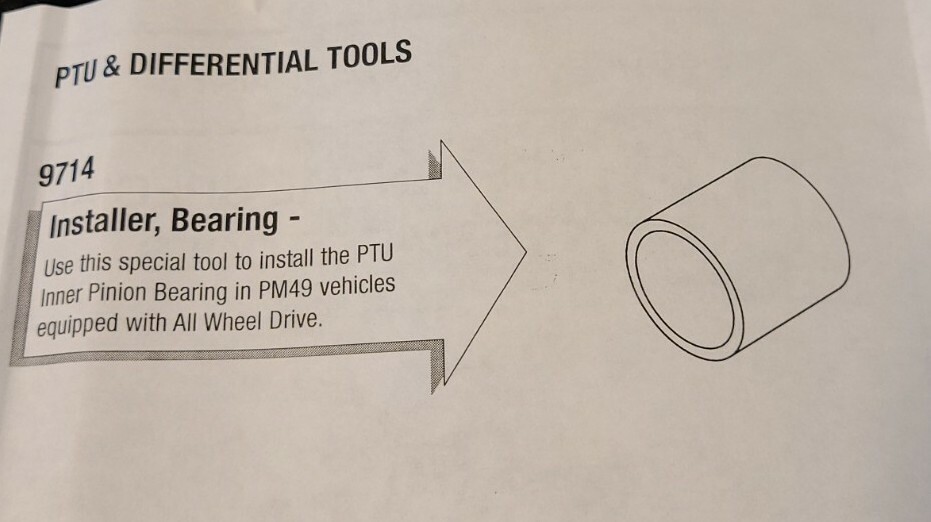 Miller 9714 Bearing Installer Tool. Dodge Caliber Driveline tools from Kit 9895