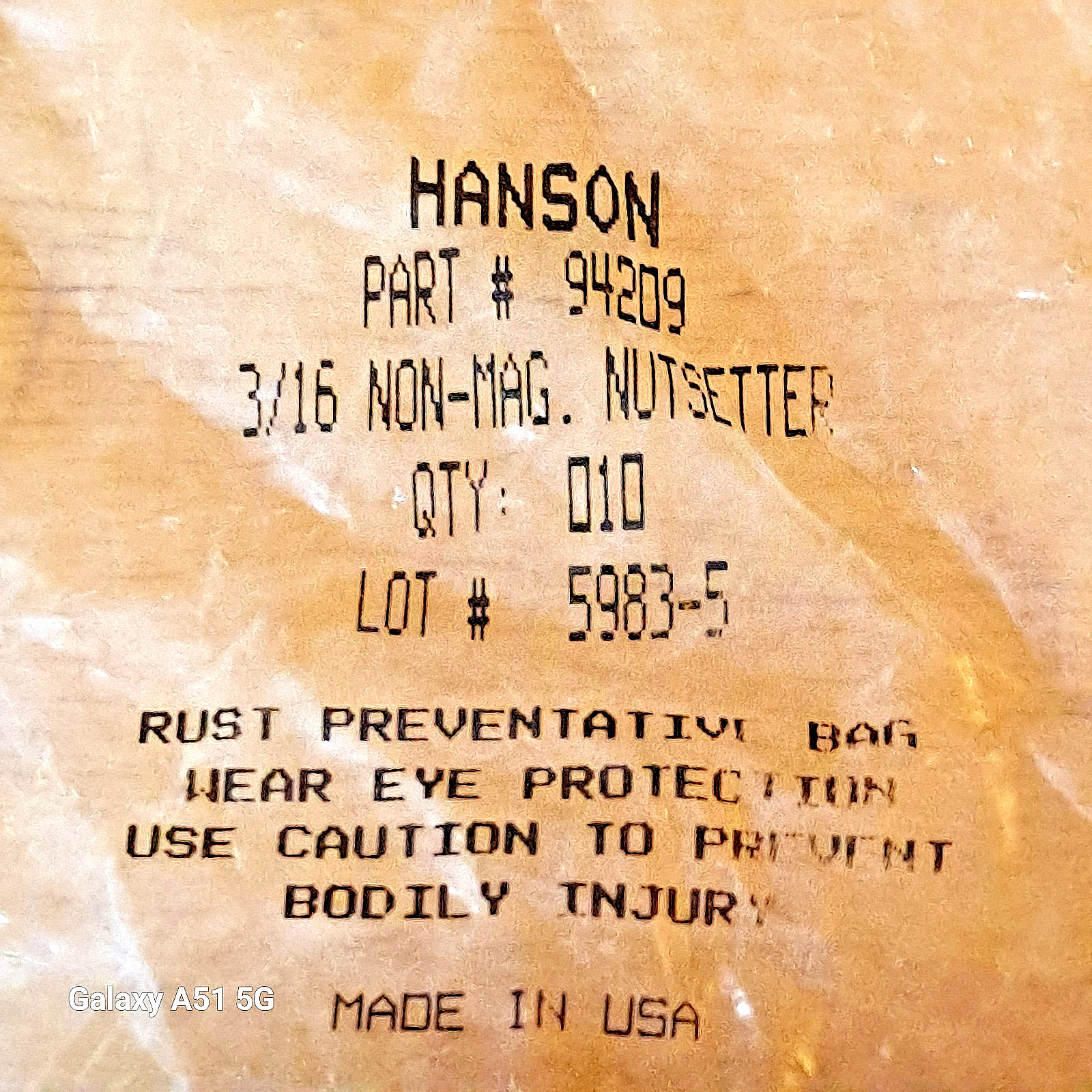 10 HANSON 94209 3/16″ Nutsetter Bit Non-Magnetic NEW NOS FREE SHIPPING