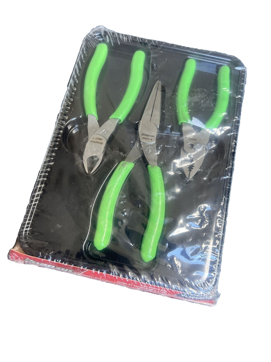 Snap On Tools New PL305ACFG 3 Piece Green Soft Grips 4,5 & 6-Inch Pliers Set USA