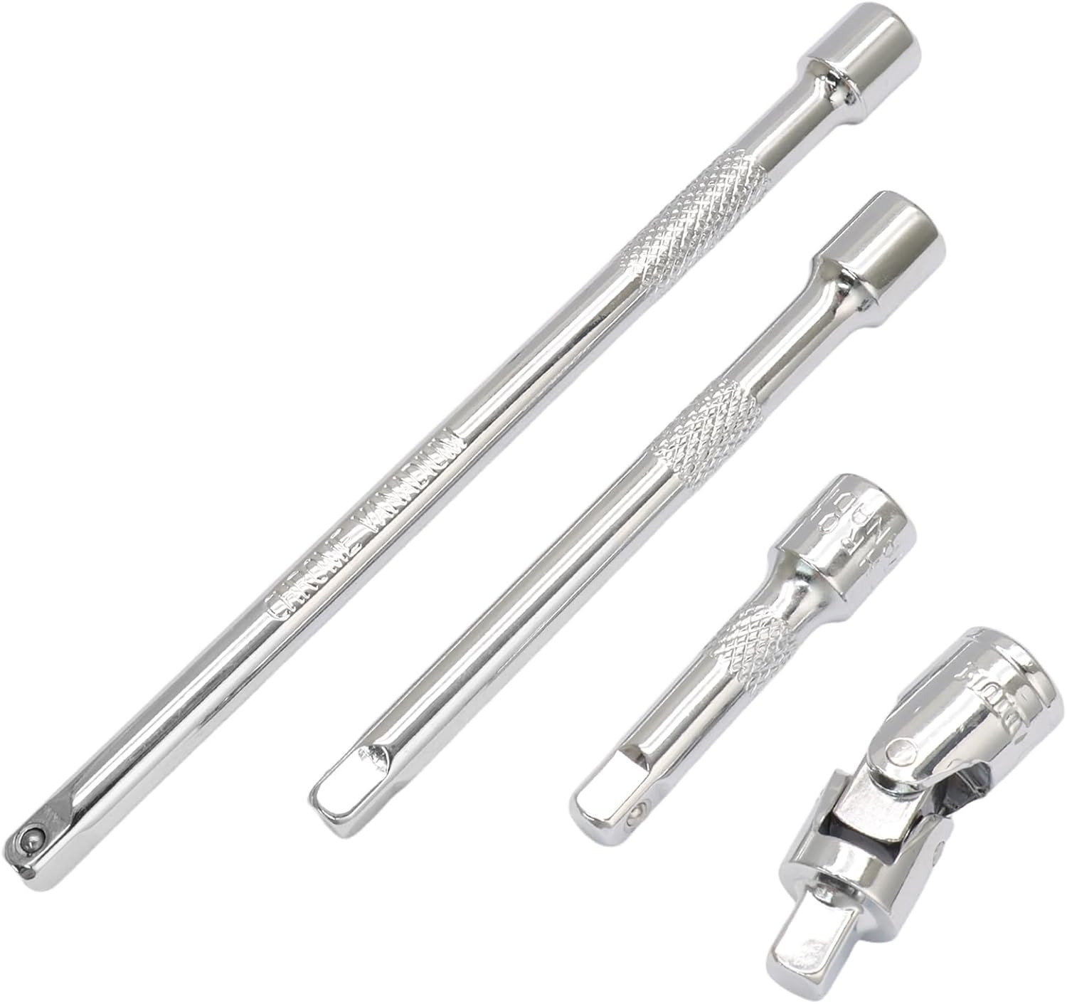 4 Pcs 1/4 Inch Chrome Vanadium Socket Extension Set with Universal Joint – He…