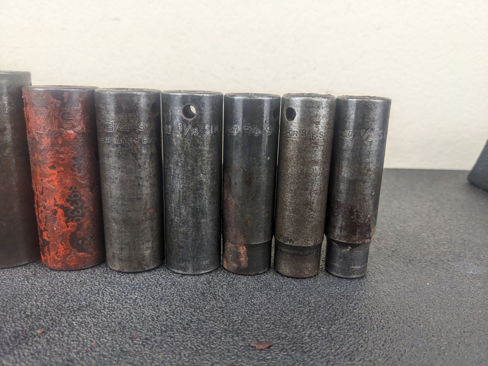 #bm563 Snap On Tools 309SIMYA 1/2″ Drive 9pc SAE Deep 6 Point Impact Socket Set