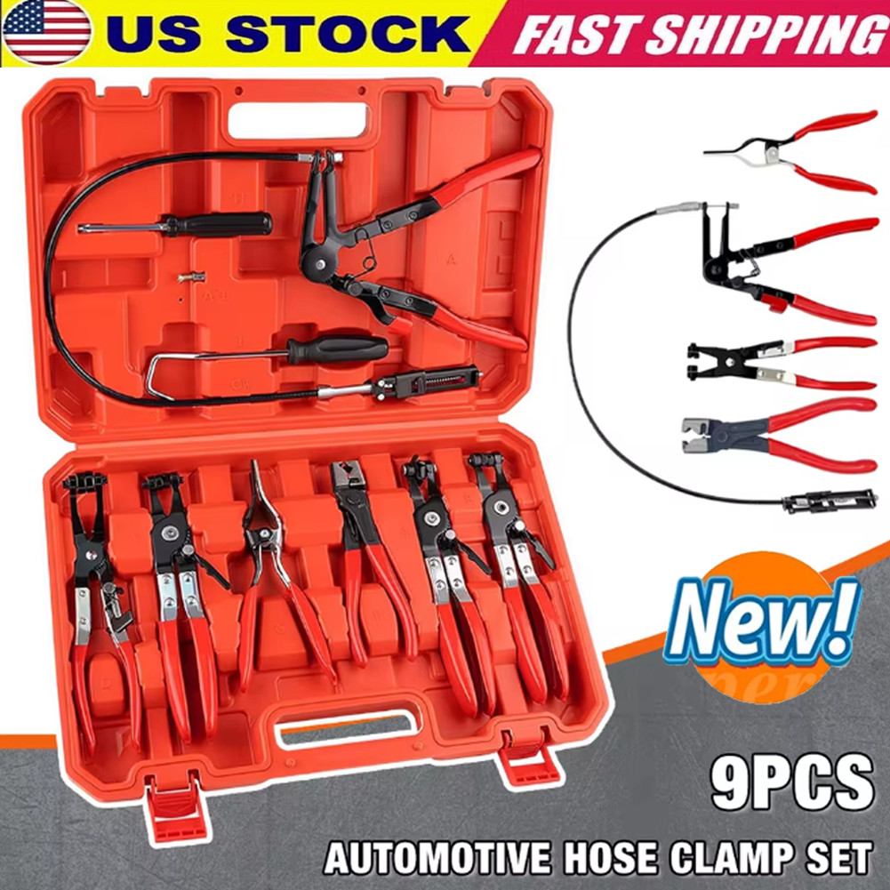 Hose Clamp Clip Remover Pliers Wire Long Reach Kit Fuel Oil Water Hose Tool USA