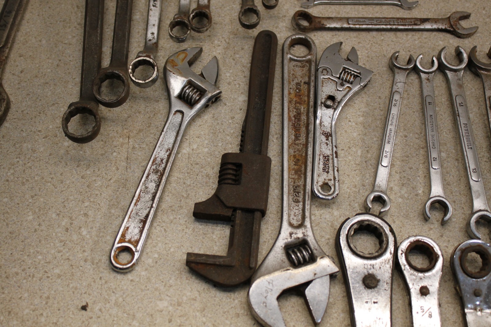 Lot Of Various Size SAE & Metric Wrenchs Line Wrench Vintage Old Tools 8432