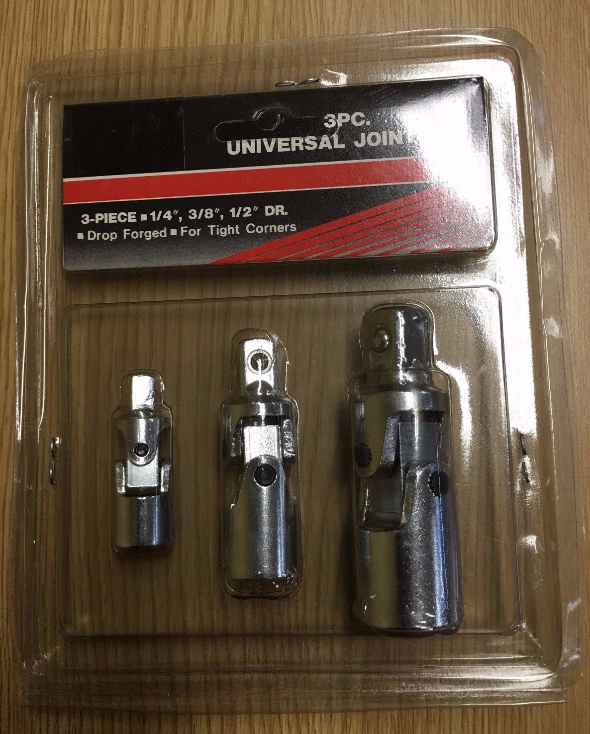 3 PC SWIVEL 1/4″ 3/8″ 1/2″ DRIVE UNIVERSAL JOINT DIY SOCKET SET