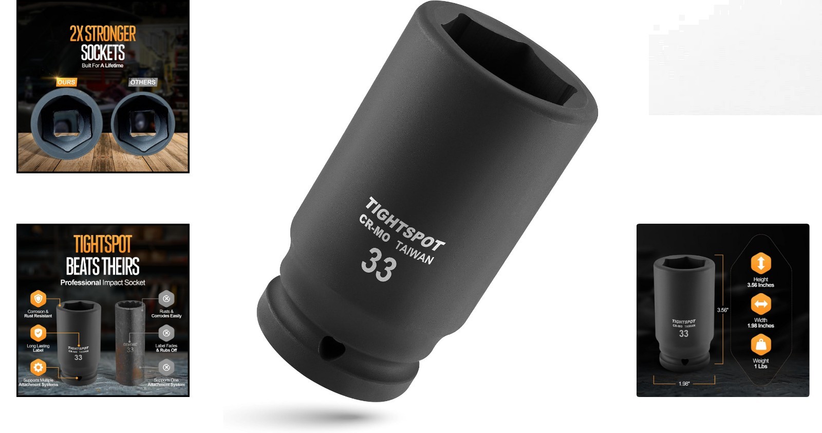 Professional Grade 33mm Impact Socket – CR-MO 3/4″ Drive for Strong Performance