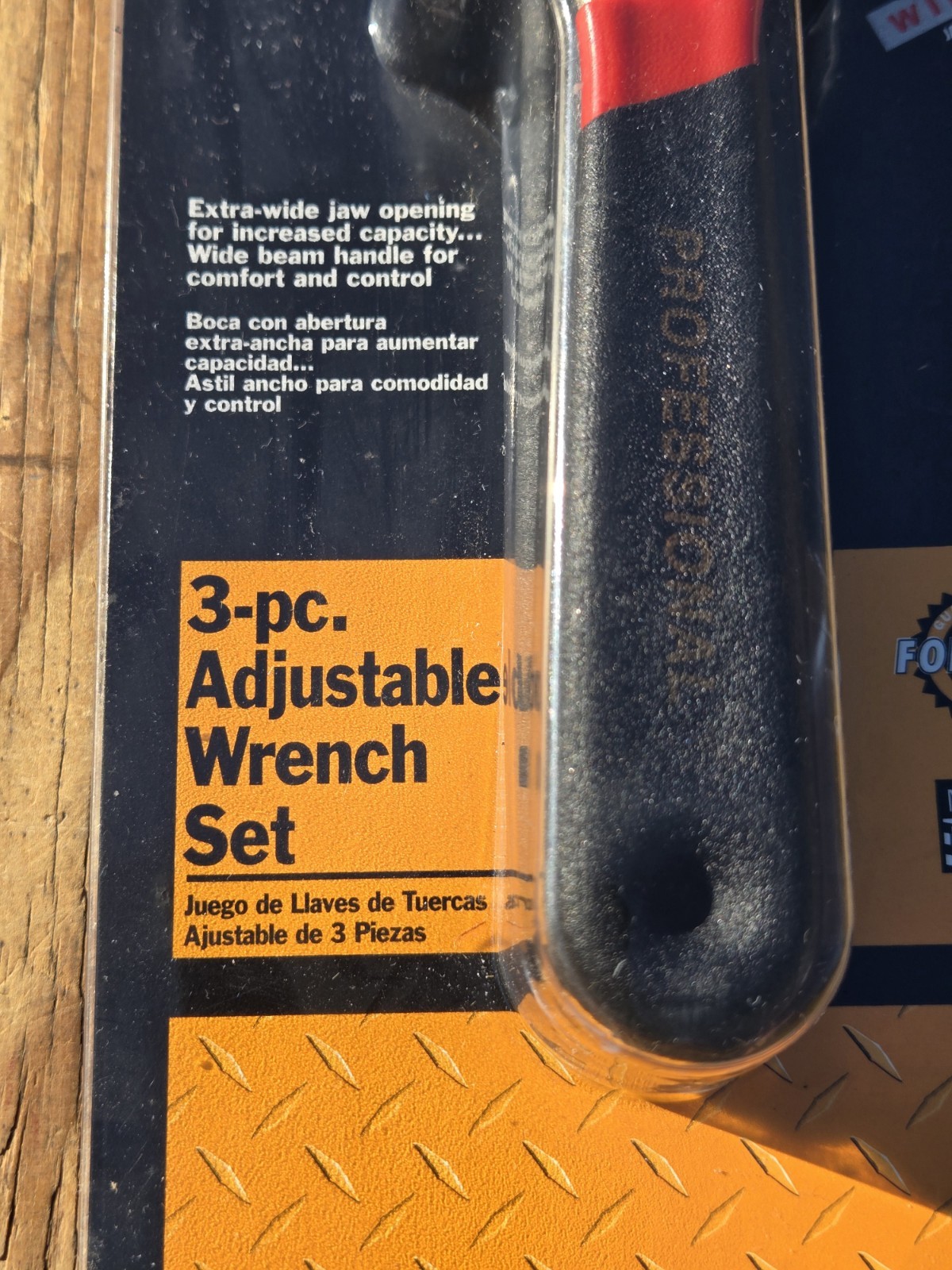 RARE Vntg NOS 3pc SEARS Craftsman Professional Adjustable 6-8-10″ Wrench Set USA