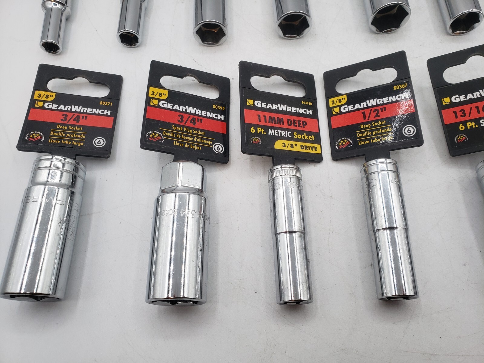 GearWrench 3/8″ Drive 6 Point Sockets Lot Of 15. Various Sizes Mixed SAE/Metric.