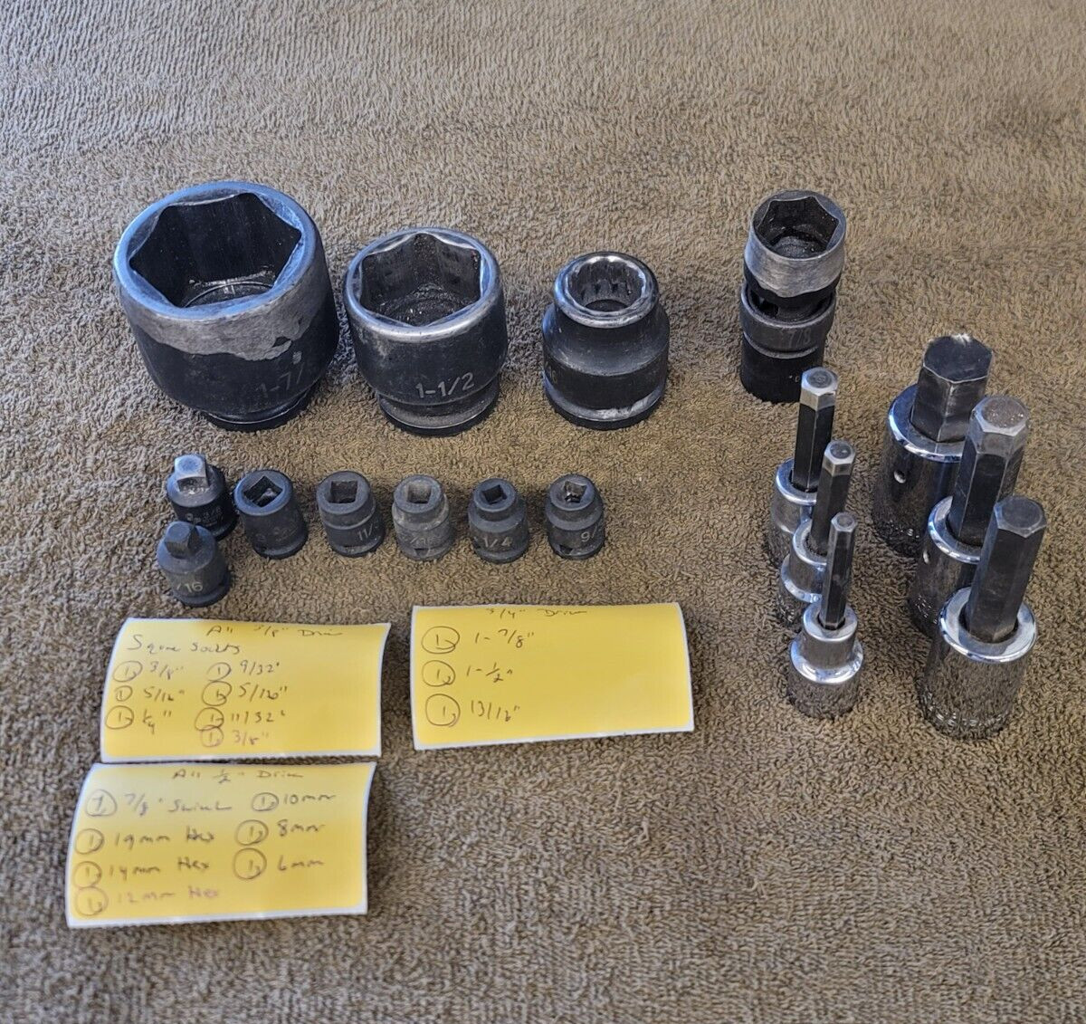 17 Gray Canada GP Impact Hex Socket 3/8 1/2 3/4″ Drive Sae 1-7/8 13/16 19mm 10 8