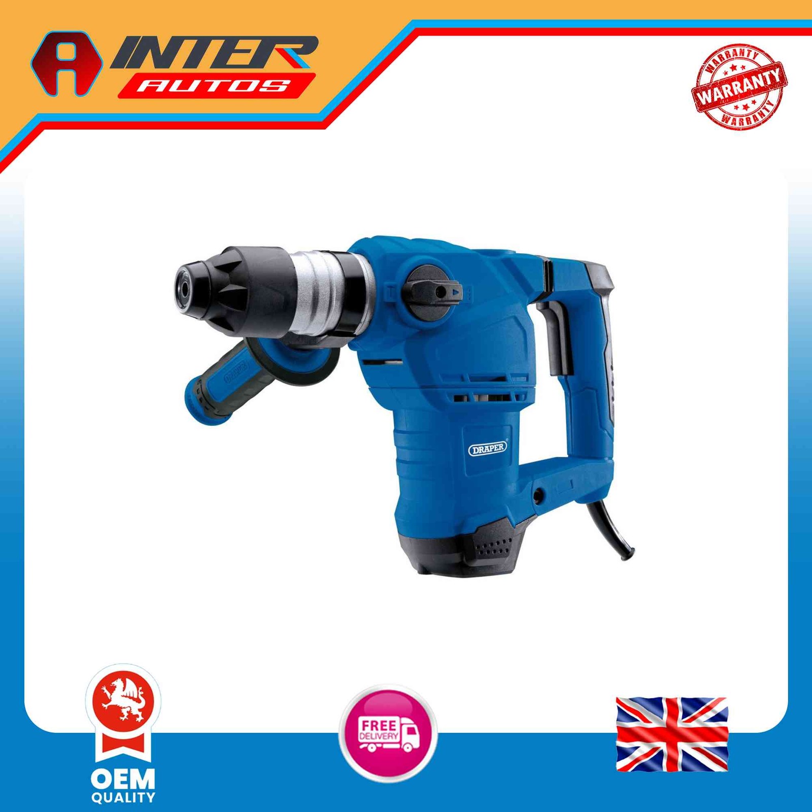 Draper 230V SDS+ Rotary Hammer Drill, 4.9kg, 1500W 56404