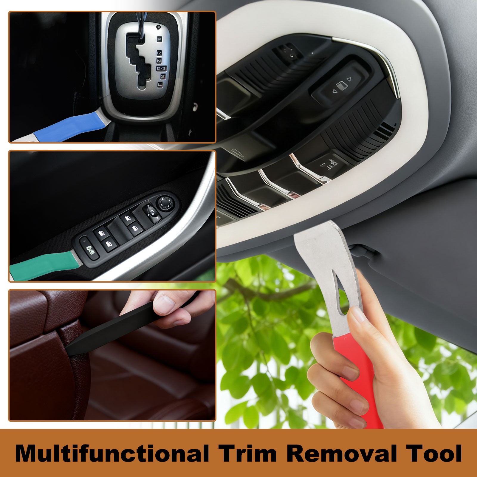 Car Trim Removal Tool 8″ Auto Clip Lifter with Rubber Sleeve Pry Bar Tools Red,