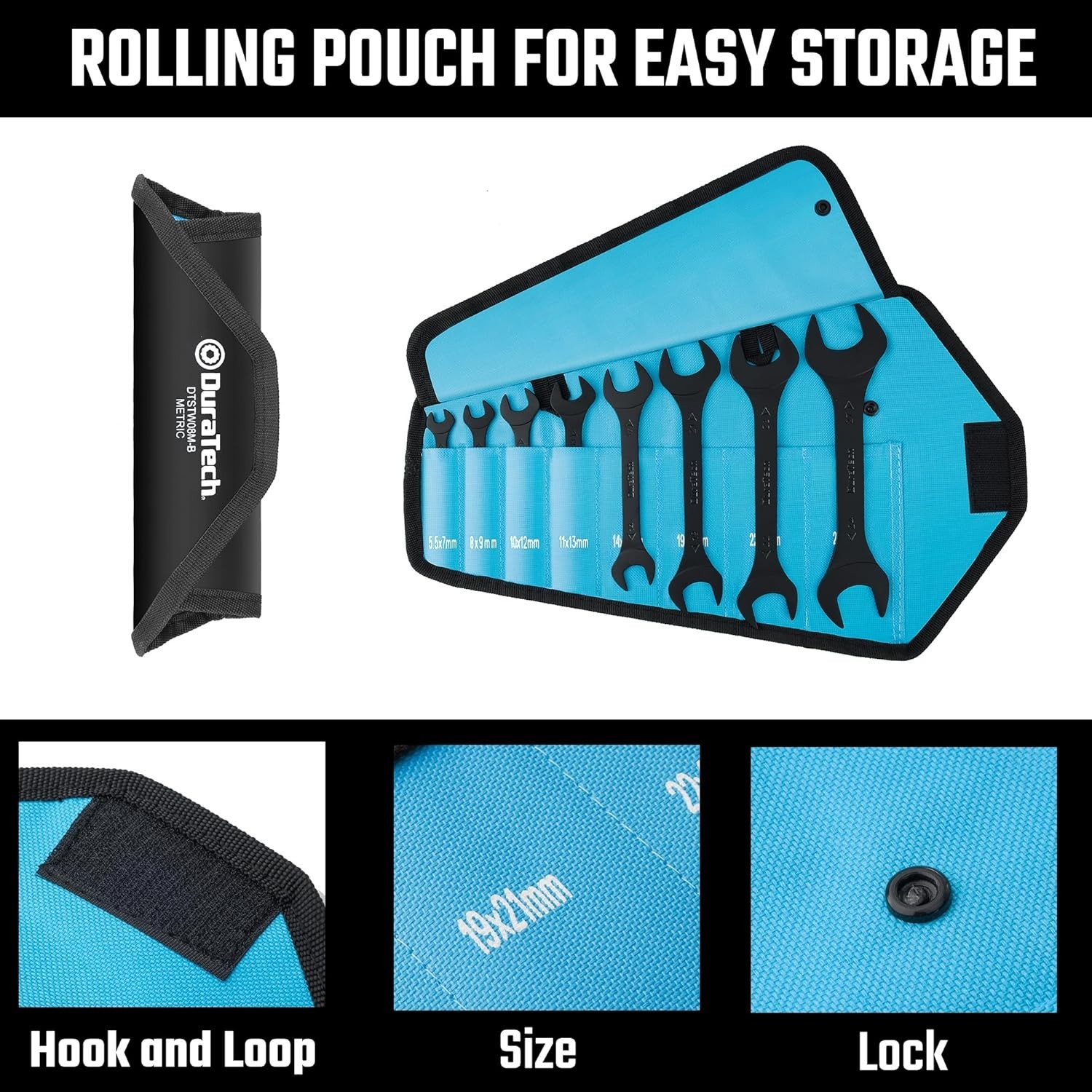 Compact 8-Piece Super-Thin Wrench Set with Convenient Storage Pouch – 5.5-27mm