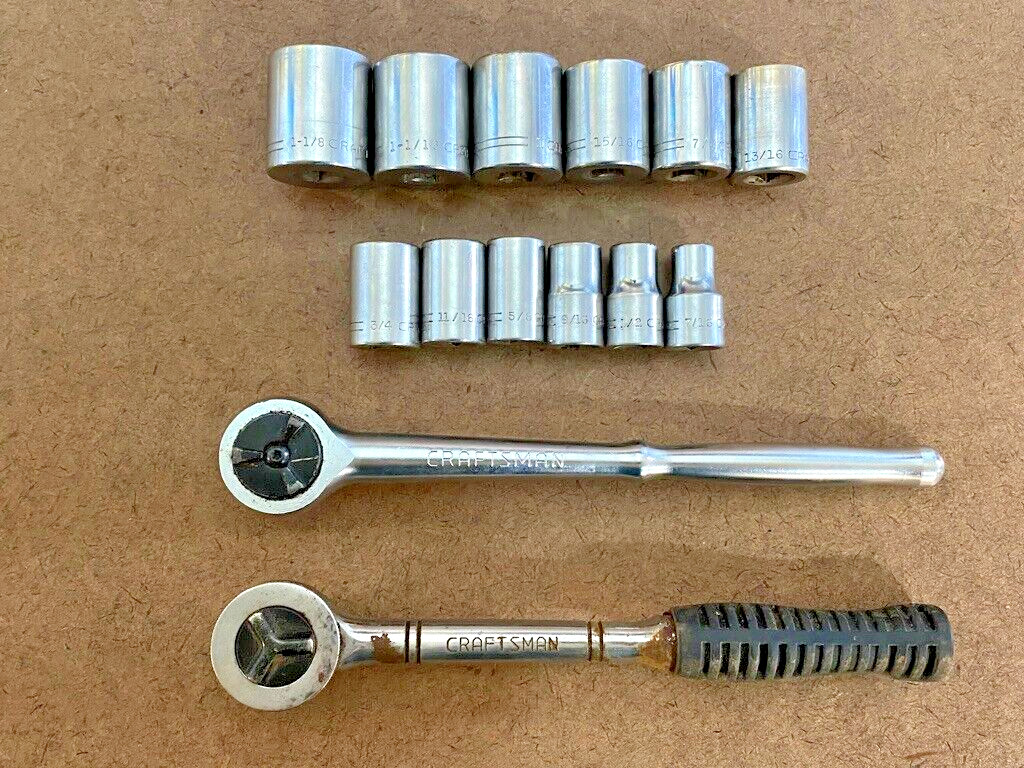 Craftsman 1/2″ Drive SAE 12pt Socket Set ~ USA ~ 1-1/8″ to 7/16″ =V=