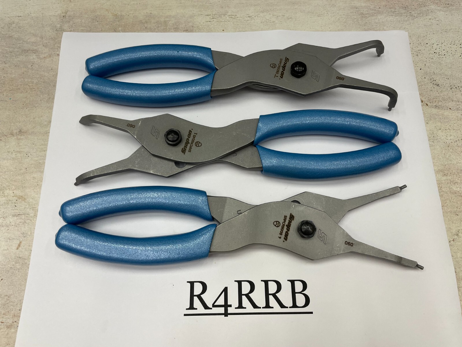Snap-on Tools USA NEW 3pc PEARL BLUE Soft Grip .090 Tip Snap Ring Pliers Lot Set