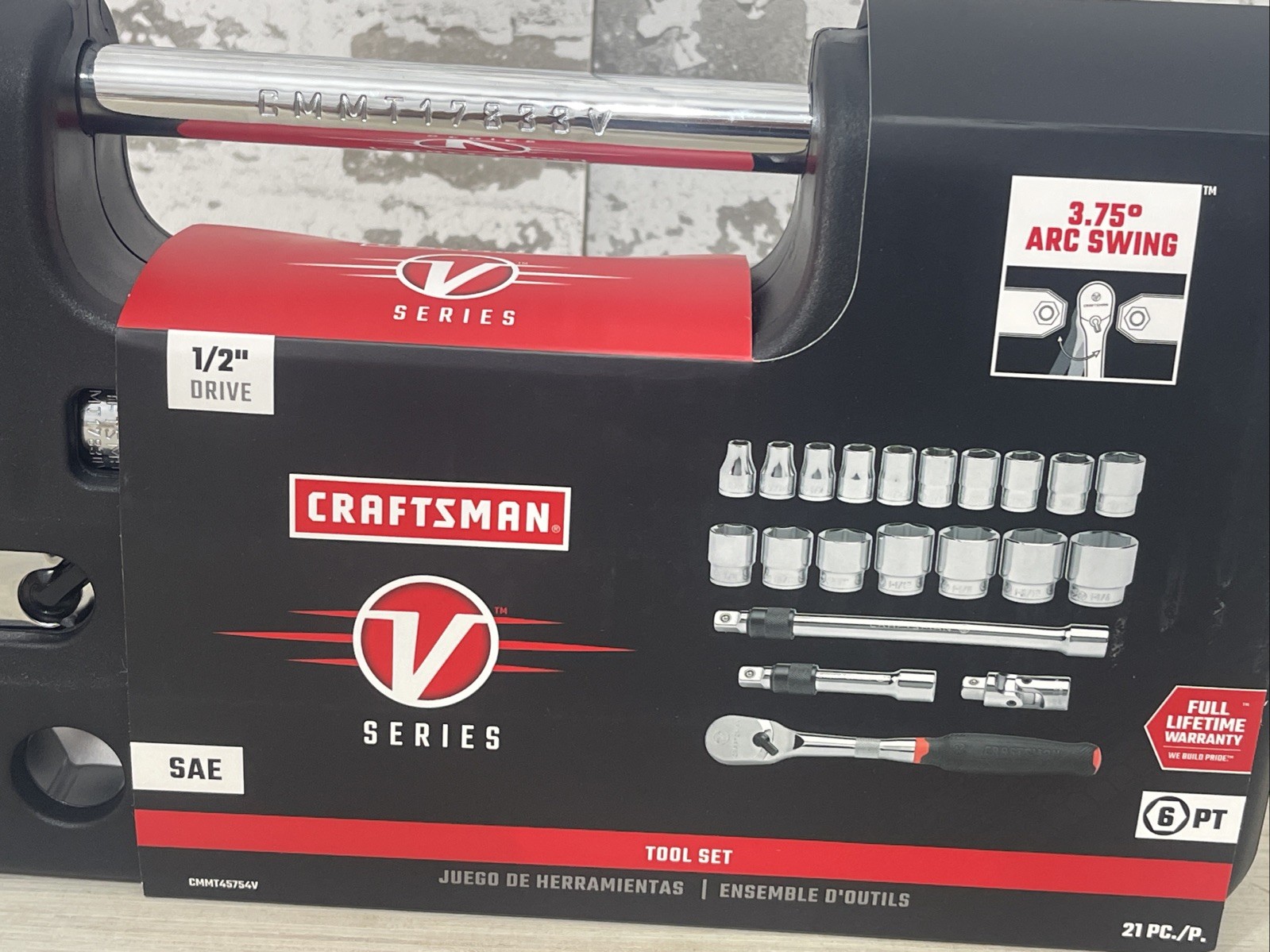 Craftsman V Series 21 Piece 1/2″ Drive Shallow SAE Socket Set CMMT45754V New