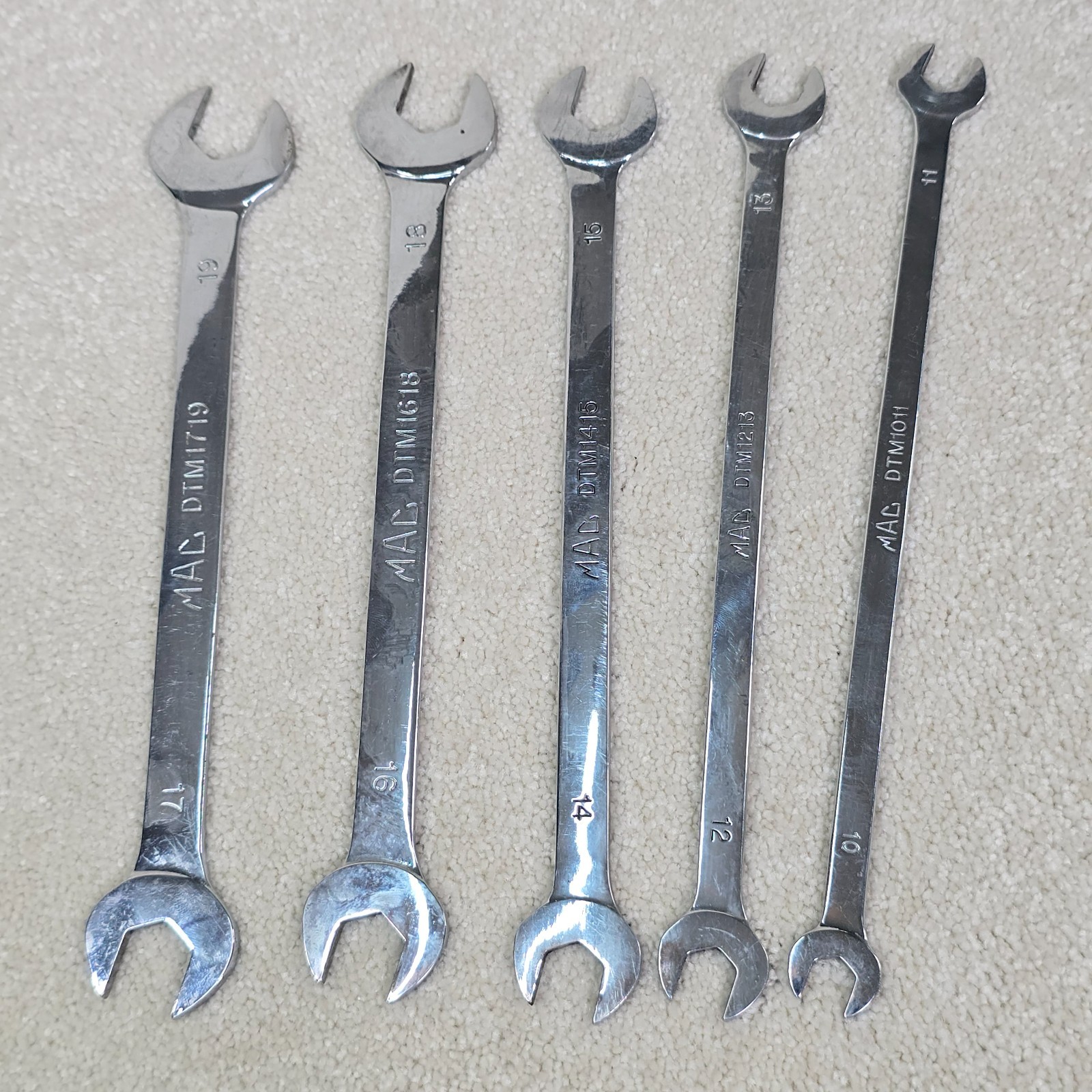 Mac Tools 5pc Metric Open End Tappet Wrench Set 10mm-19mm Thin Beam DTM50K Tray