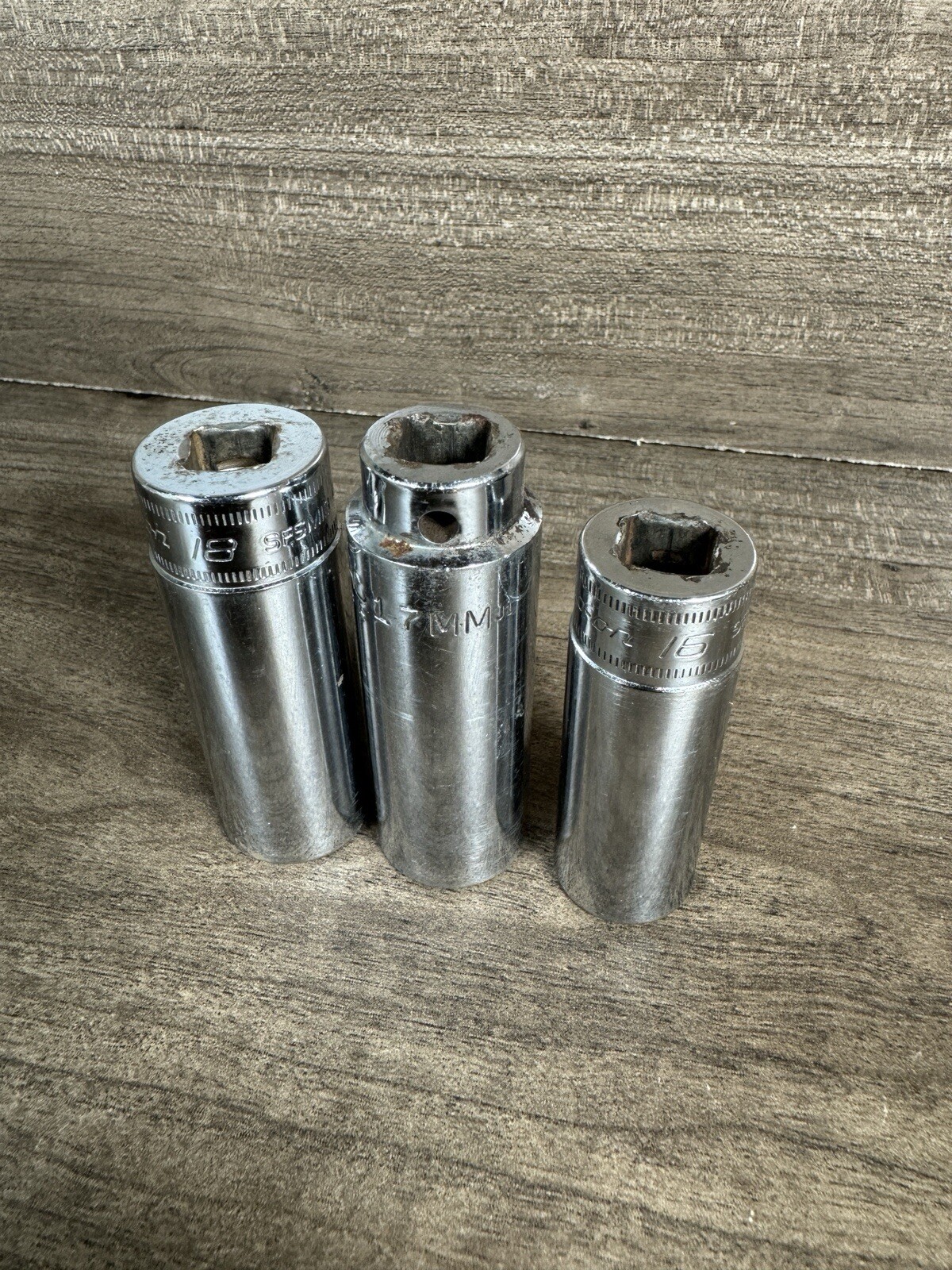 Snap On & Mac 3/8” Deep Chrome Sockets SFSM18 SFSM16 XD6 17 USA Metric 16 17 18