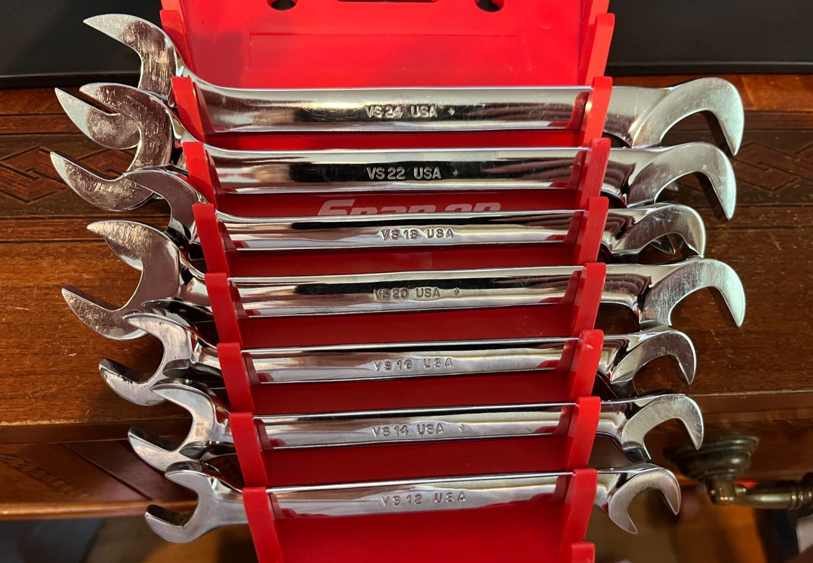 Snap-on VS807 Underline Series SAE 7pc 4 Way Open End Wrench Set 3/8″-3/4″ Mint!