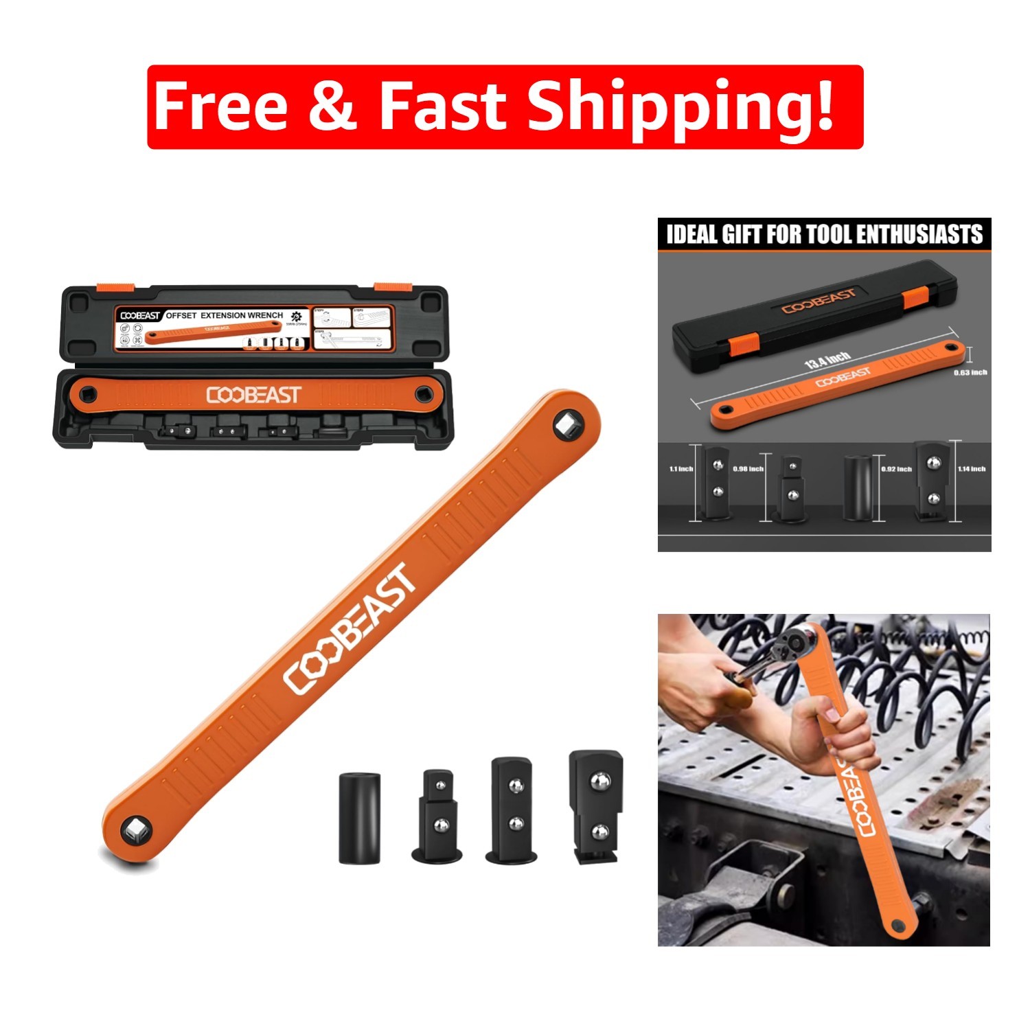 3/8 Inch Offset Extension Wrench – Impact Ready with 1/4, 3/8, & 1/2 Drive