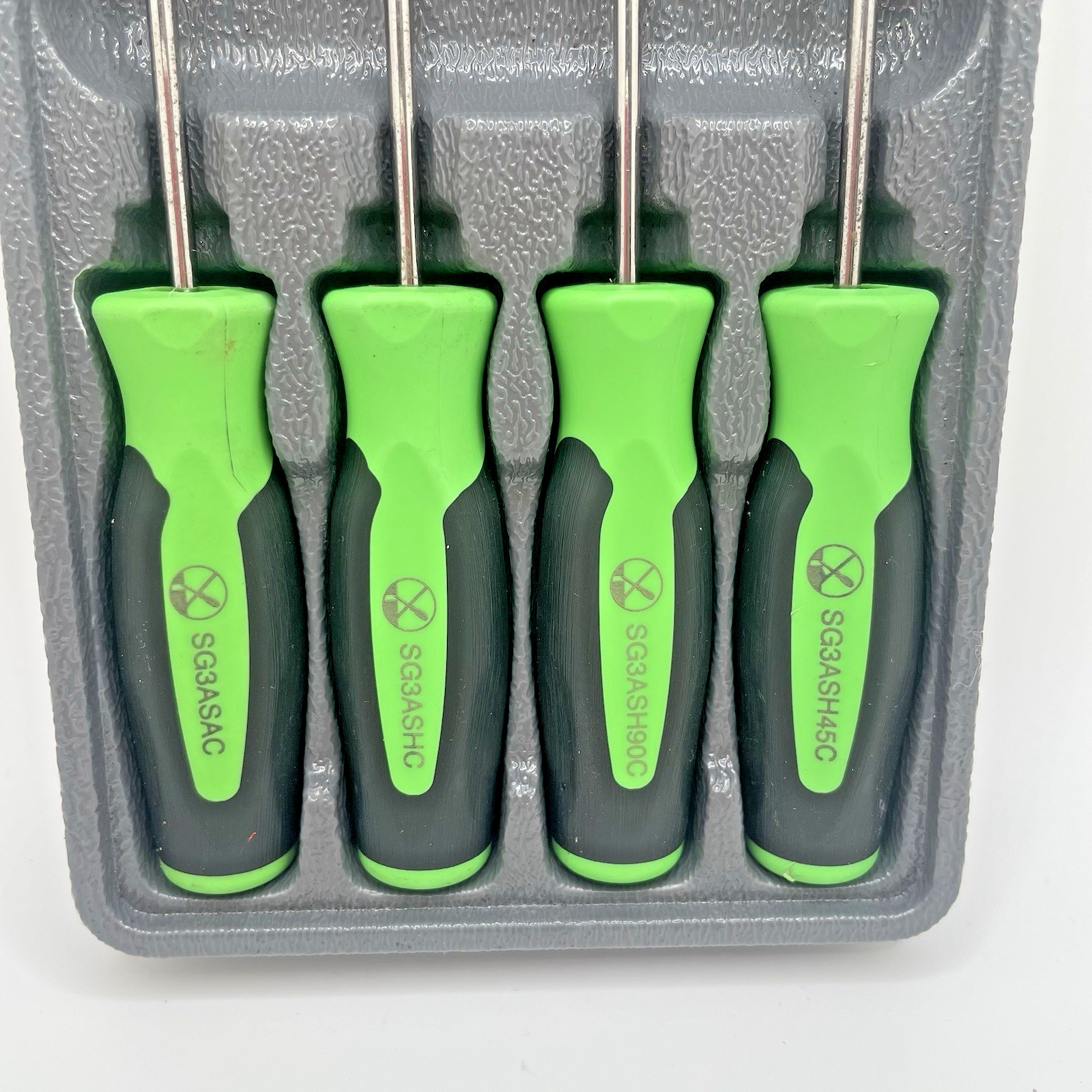 Snap On Tools Instinct Mini Soft Grip Pic 4 Pc Set Green w/ Tray SGASA204CG #T1