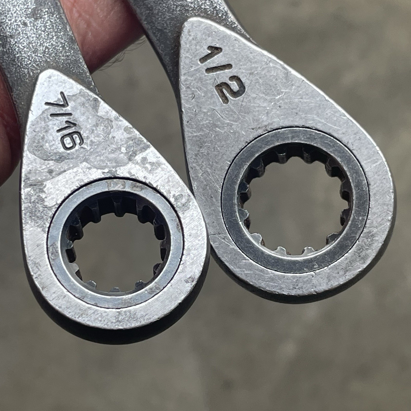 Lot of 2 Craftsman Ratcheting Combination Wrenchs 12 Pt 20602, 20609 1/2″, 7/16″