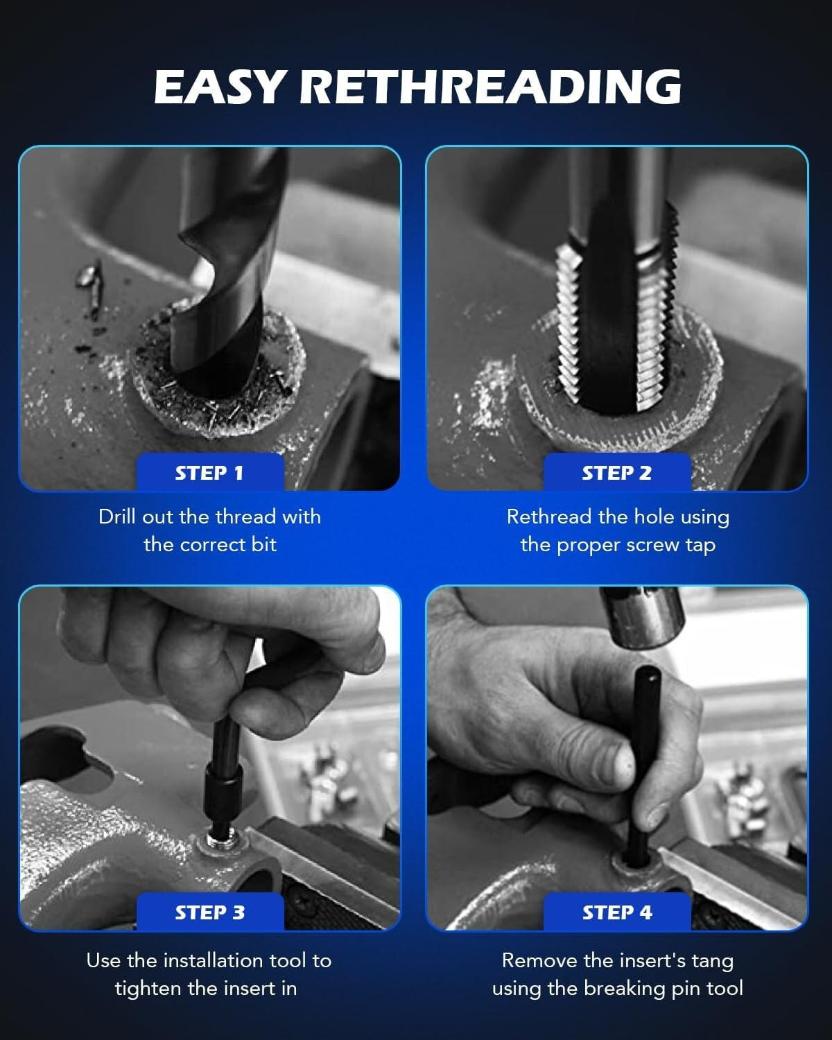 Helicoil Thread Repair Set: Effortless M10x1.25 Kit with High-Speed Tools