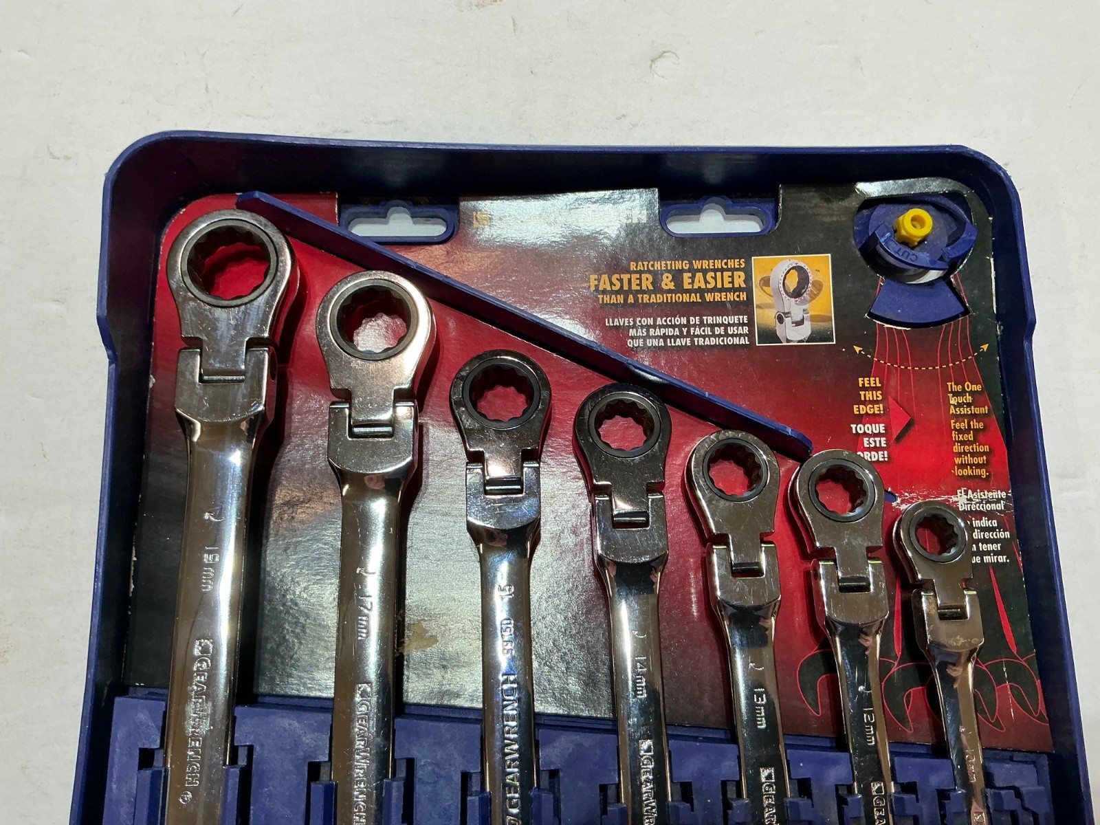 NOS GearWrench 7 pc metric ratchet flex end combination wrench set 10-19mm 9900D