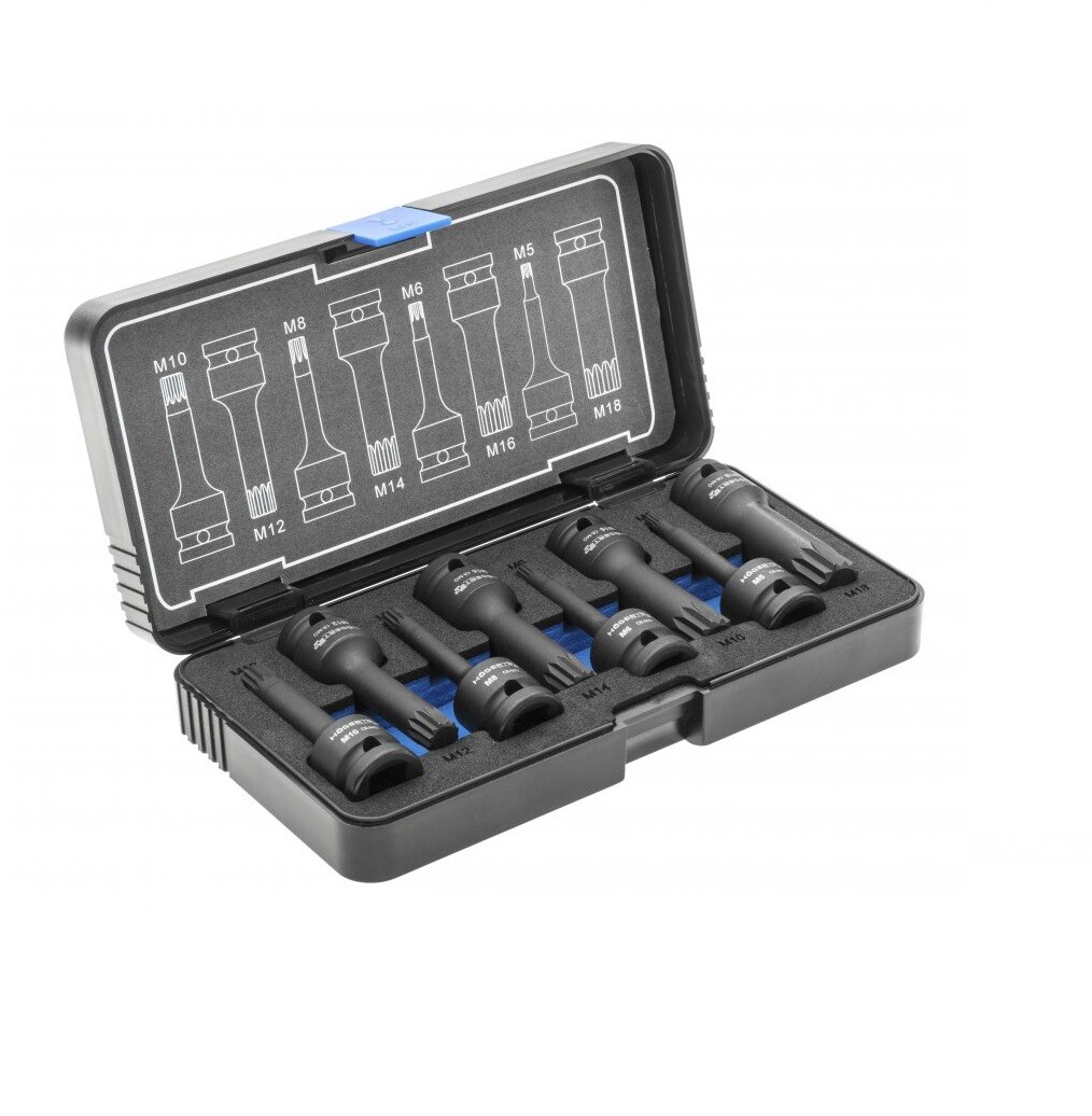 1/2″ Spline Impact Bit Sockets 8 pcs Kit Germany Quality HT6R006 of Hogert