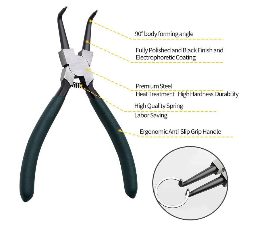 Snap Ring Pliers Set, 4pcs 7″ Internal/External Circlip Pliers Kit