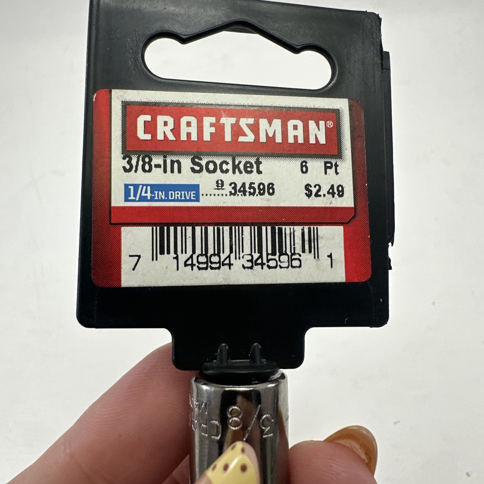 Craftsman 3/8” Socket 1/4” Drive 6 Pt. #34596 SAE New NOS Made In USA