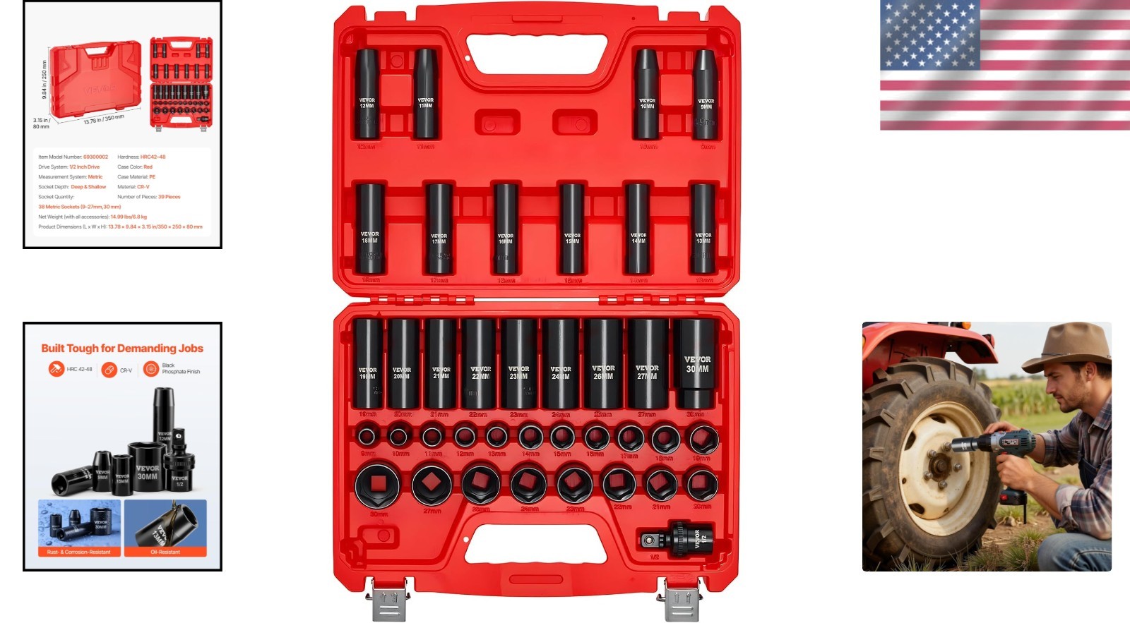 Drive Metric Deep Shallow Durable CR-V Tool Kit