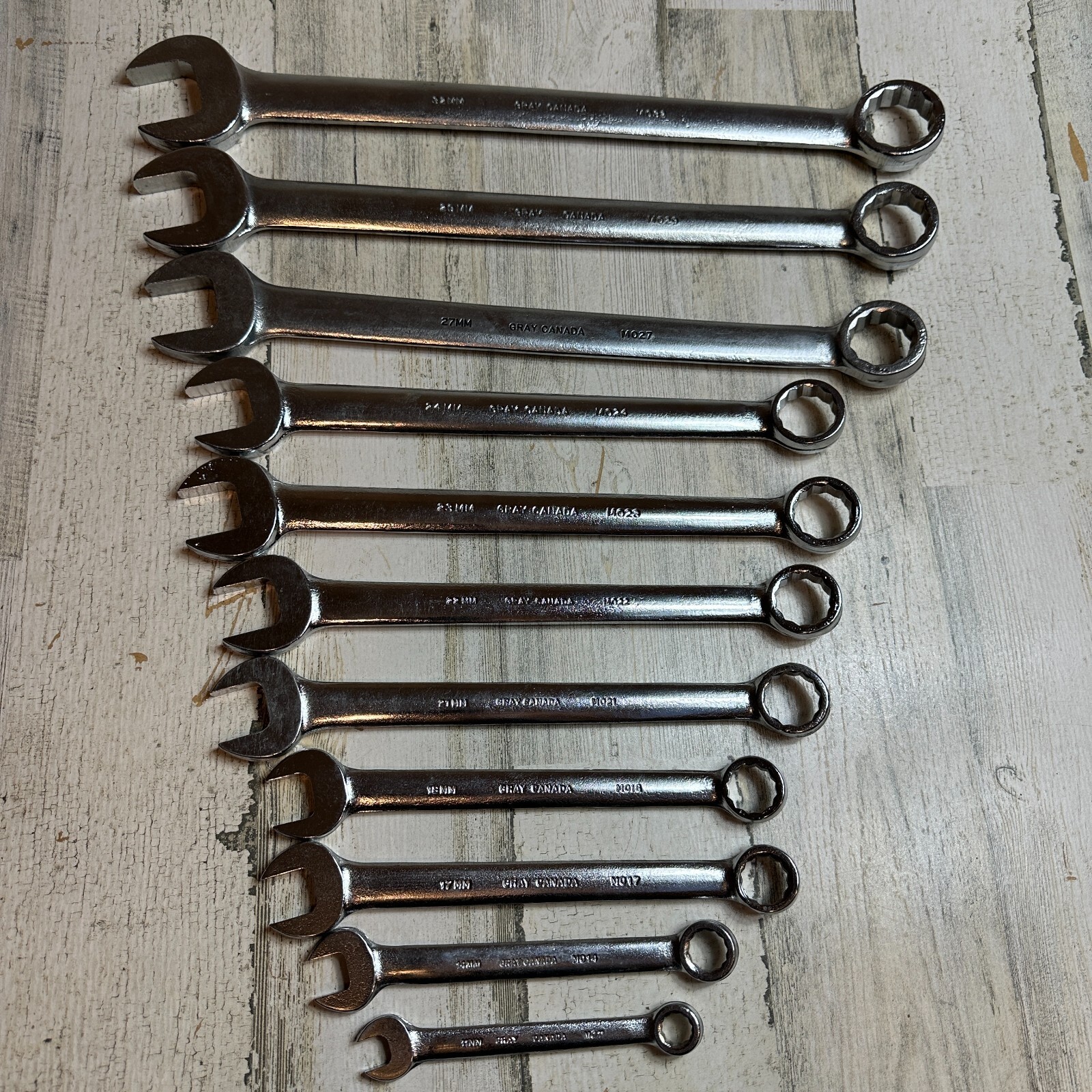 GRAY CANADA METRIC COMBINATION WRENCH SET 11MM – 32MM 12 POINT (12 WRENCHES)