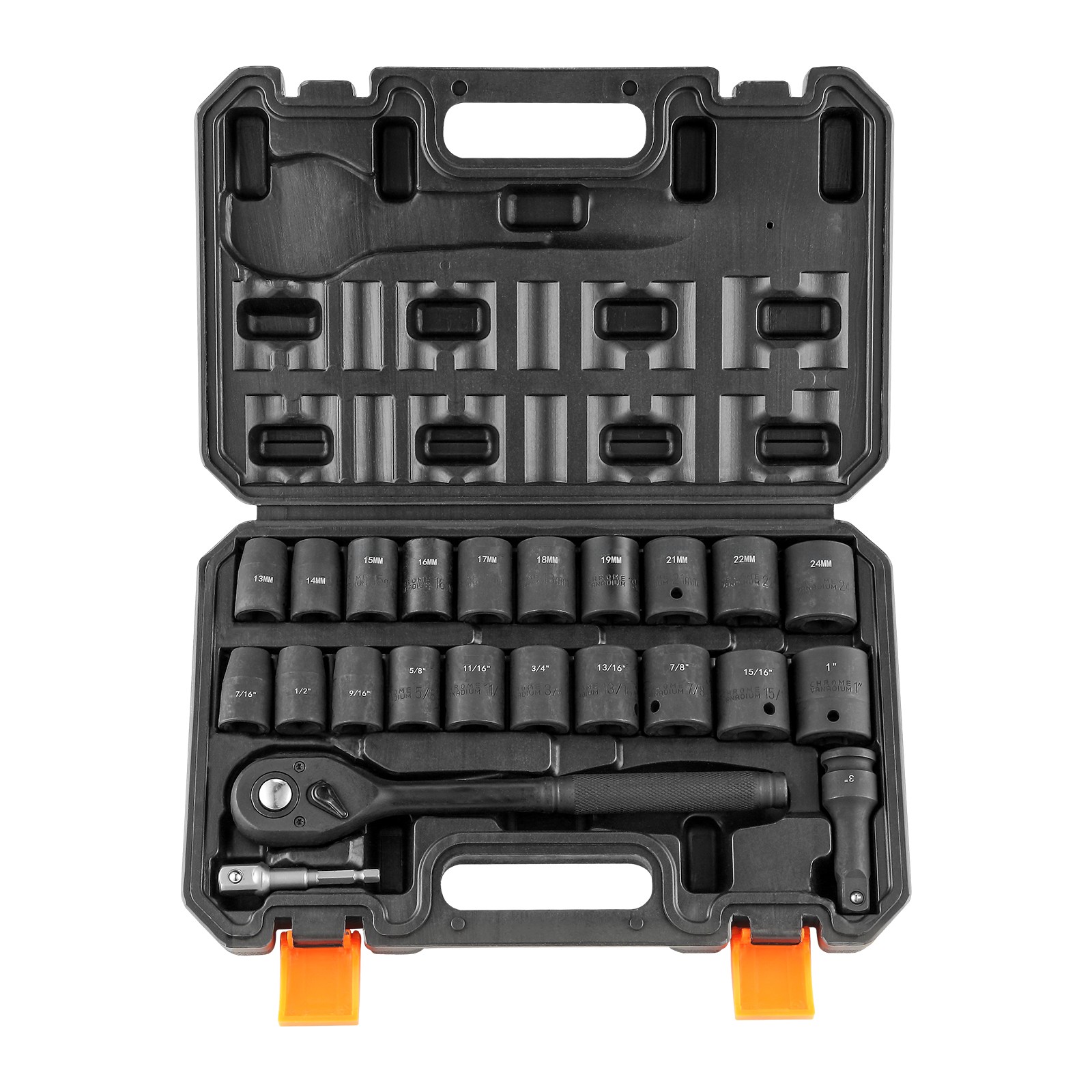 Uimoso 23-Piece 6-Point Impact Socket Set with 1/2in Drive and Case