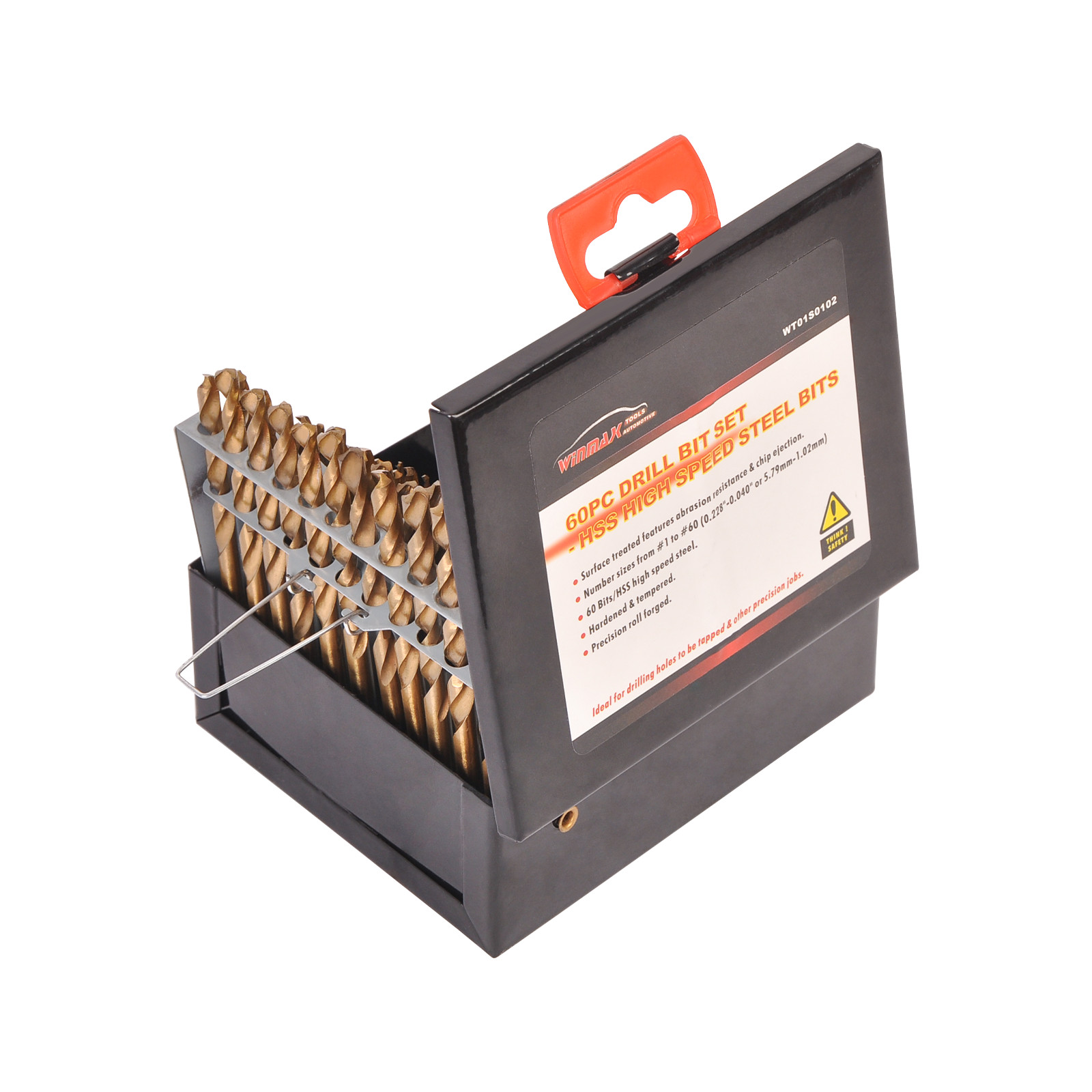 Pro 60pc Drill Bit Set Straight M2 HSS High Speed Steel Bits Kit Numbered #1-#60