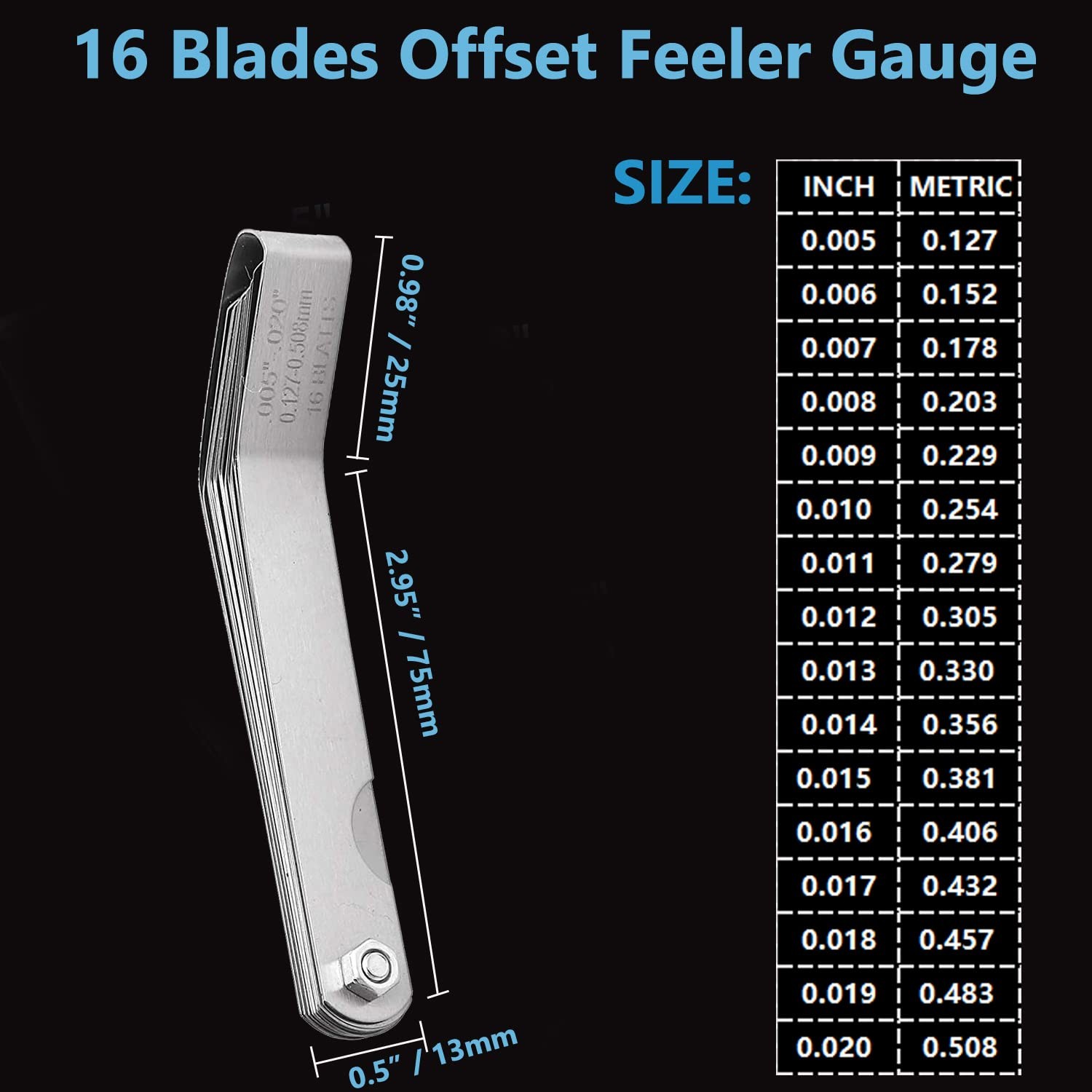 ENASGLOO 2 Pack Feeler Gauge 32 Blades Under 3 Inches, Silver