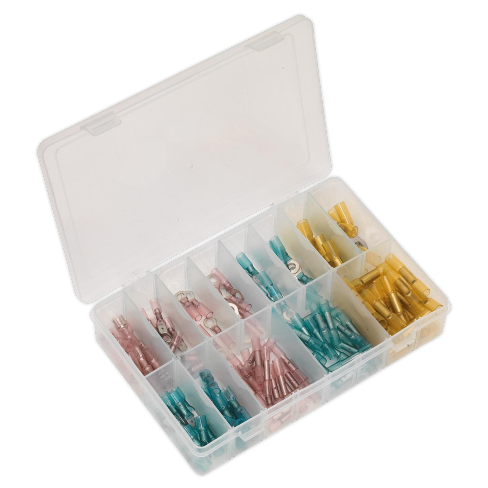 Sealey Adhesive Lined Heat Shrink Terminal Assortment 142pc Blue Red Yellow